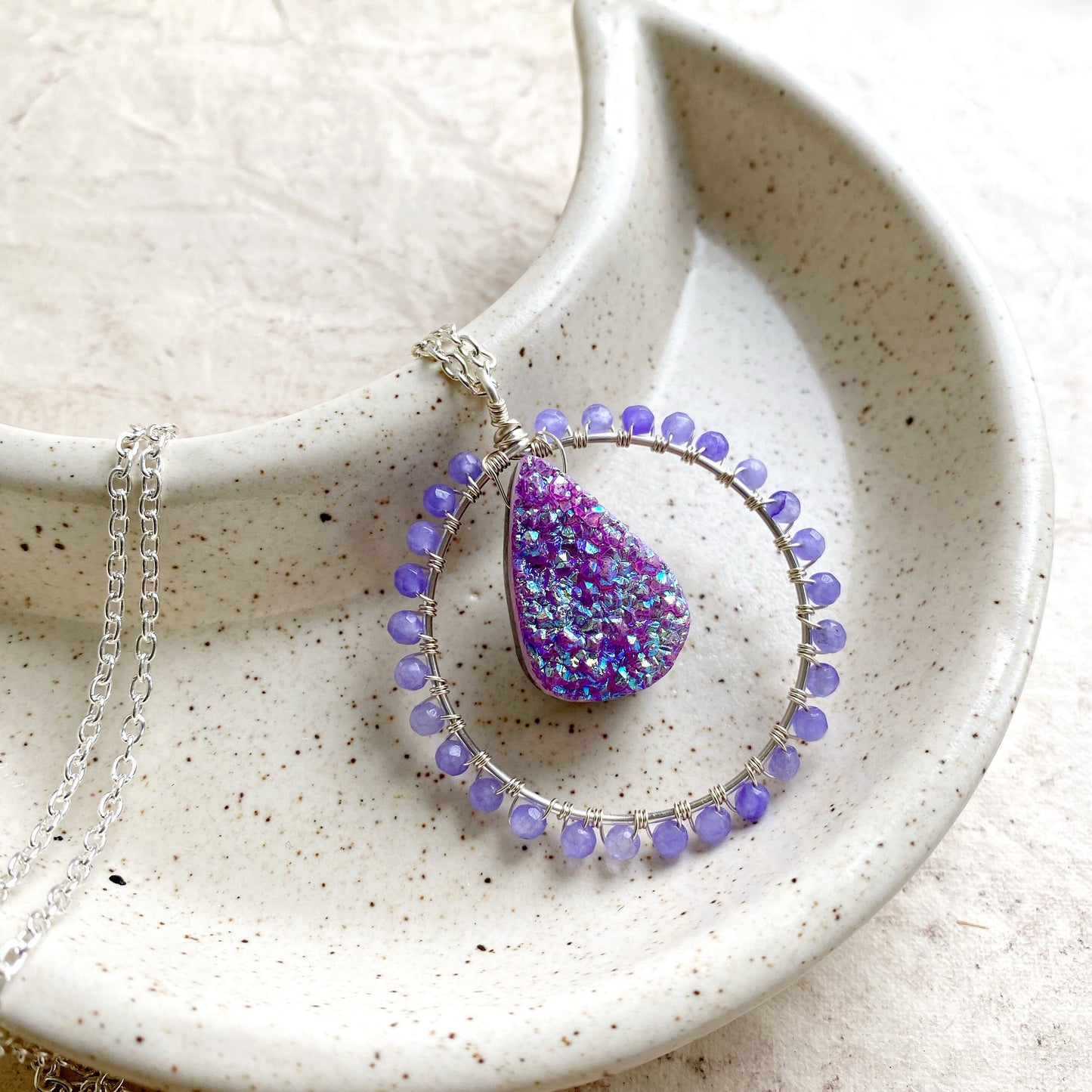 Druzy Crystal Circle Necklace