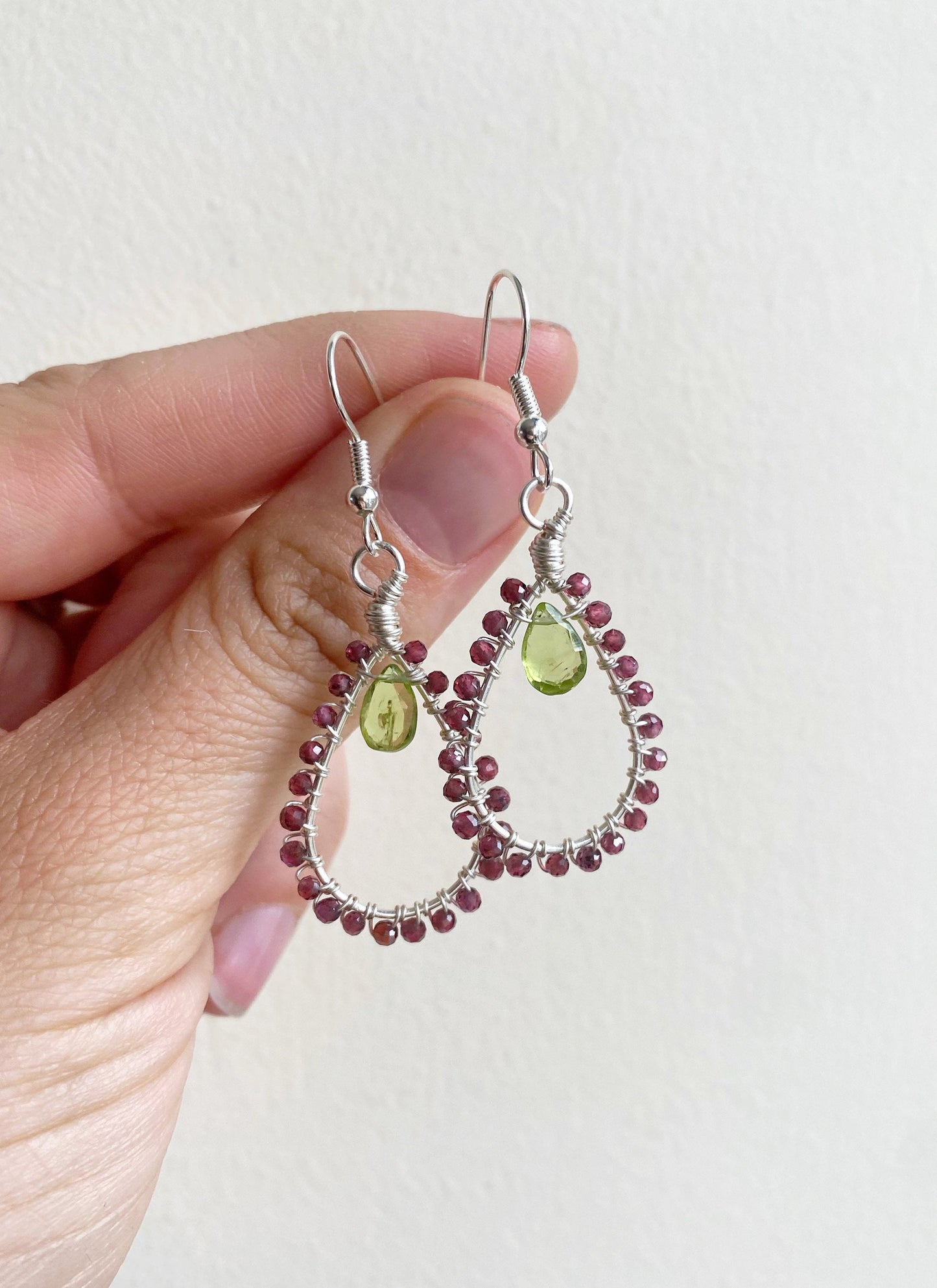 Peridot and Garnet Tudor Drop Earrings