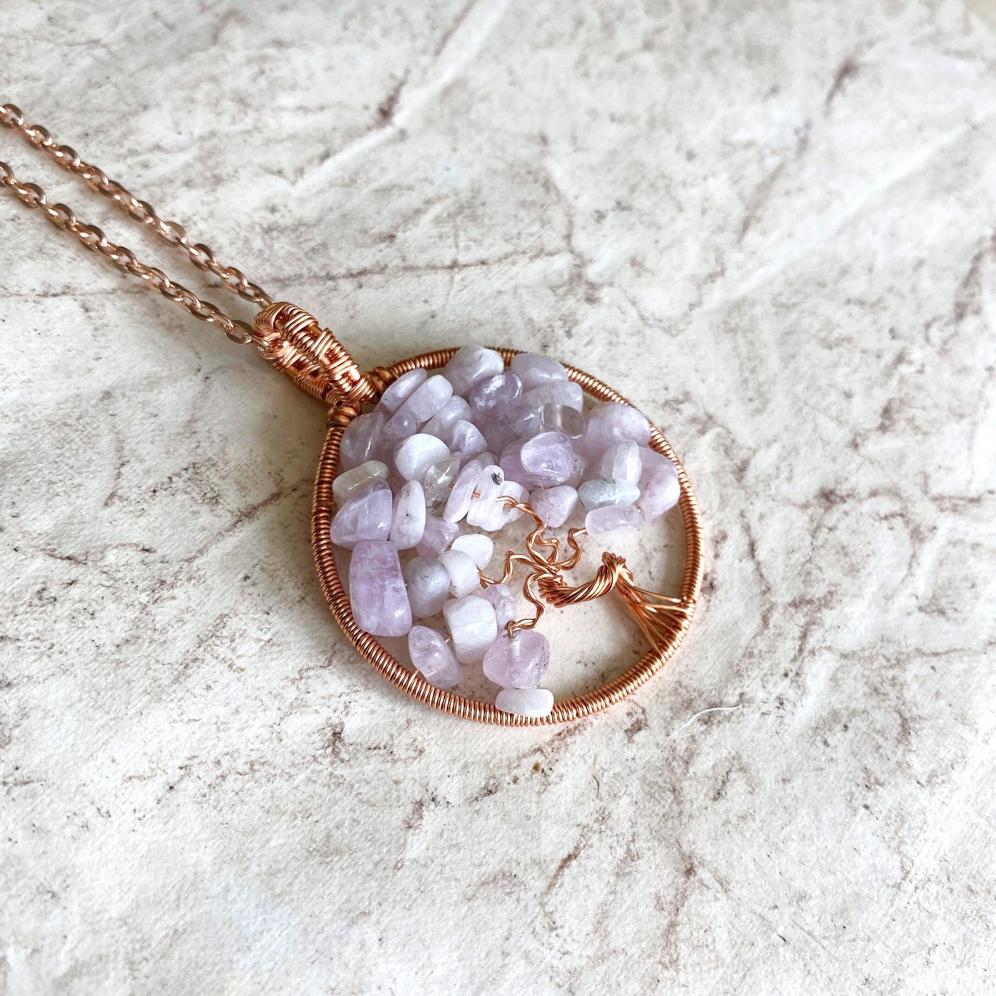 Kunzite Tree of Life Pendant