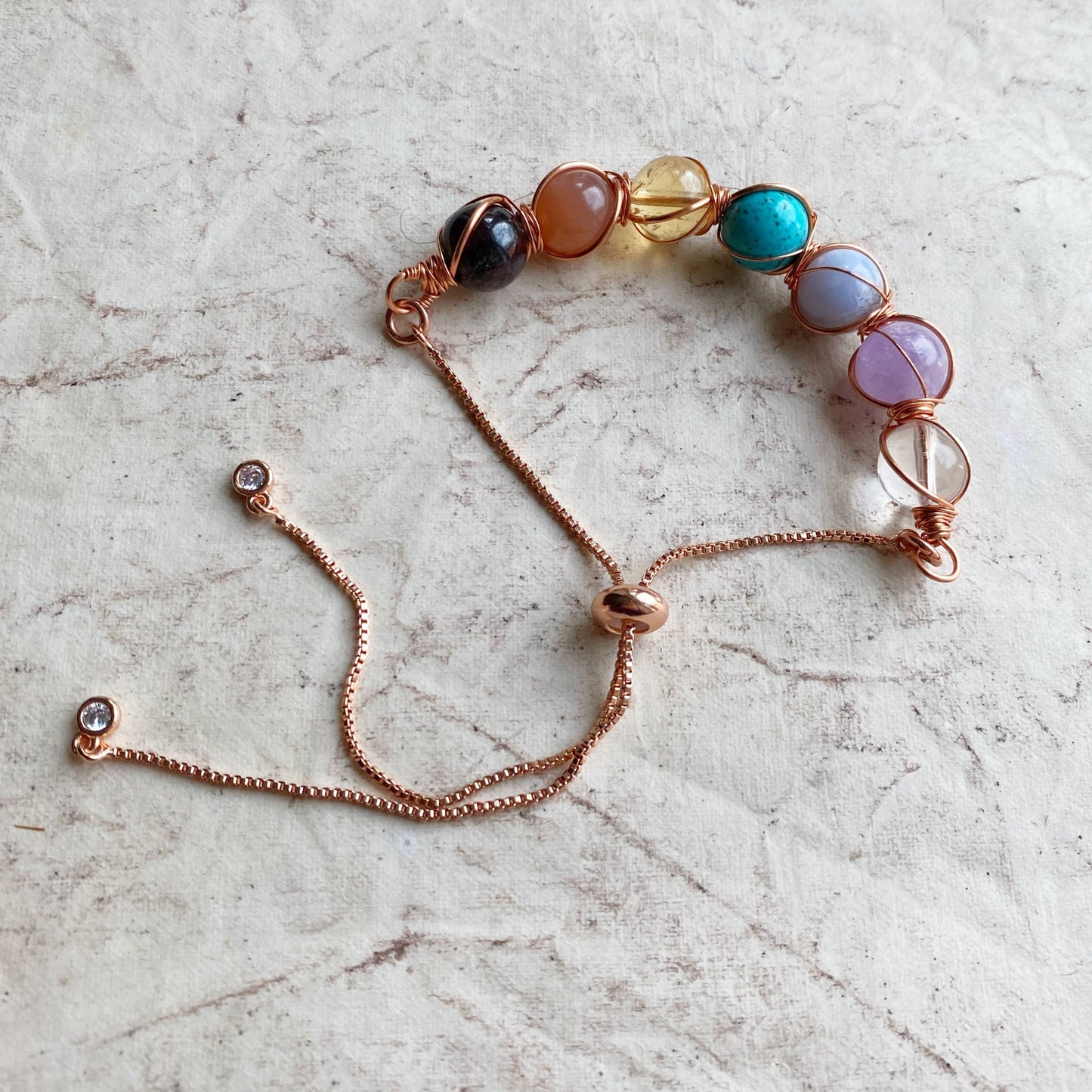 Chakra Adjustable Bracelet Rose Gold