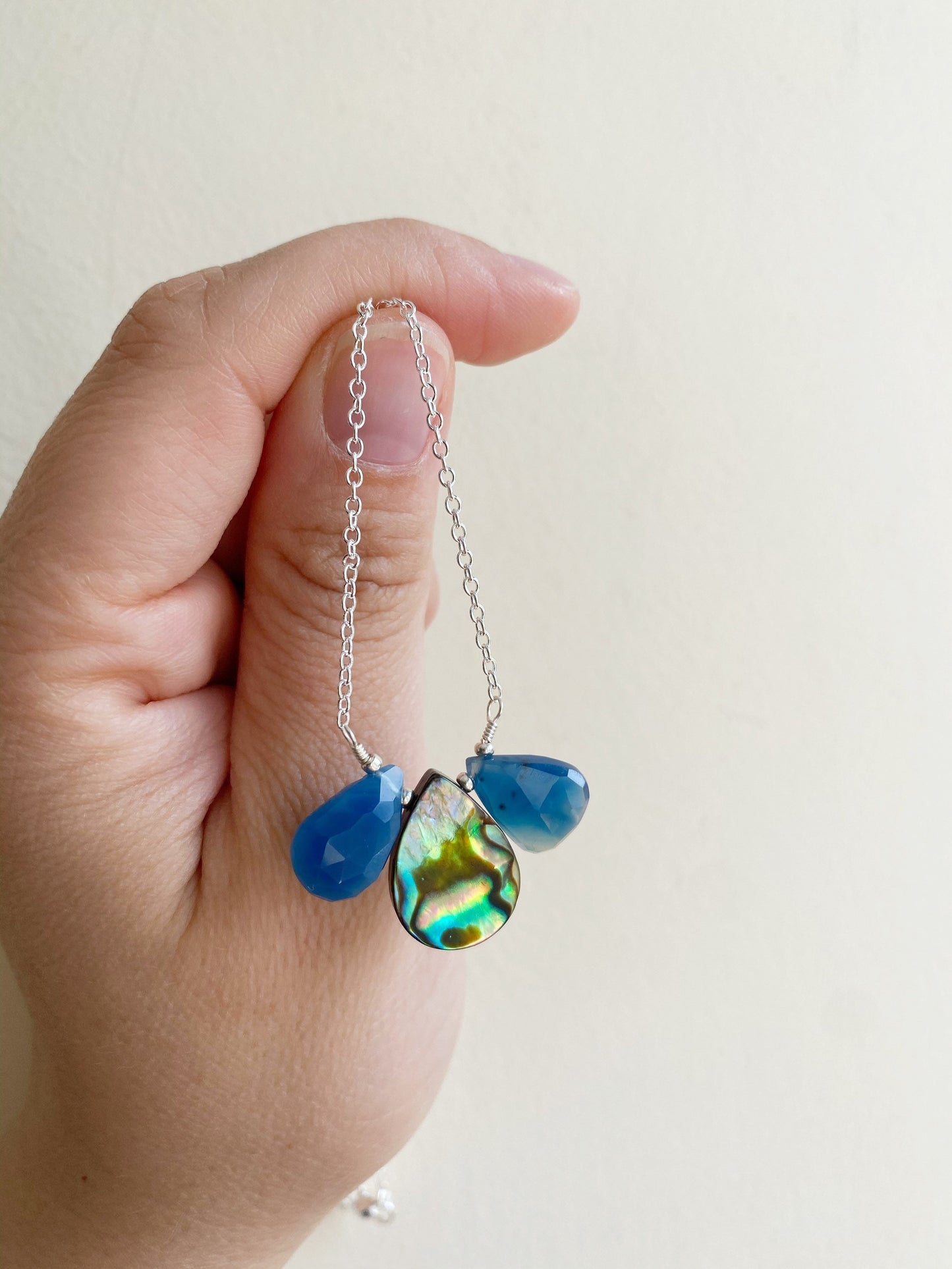 Blue Chalcedony and abalone Necklace