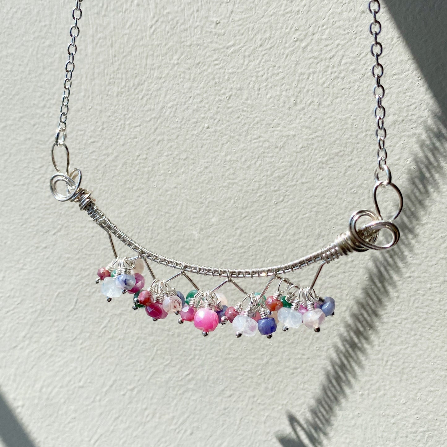 Rainbow Moonstone statement necklace