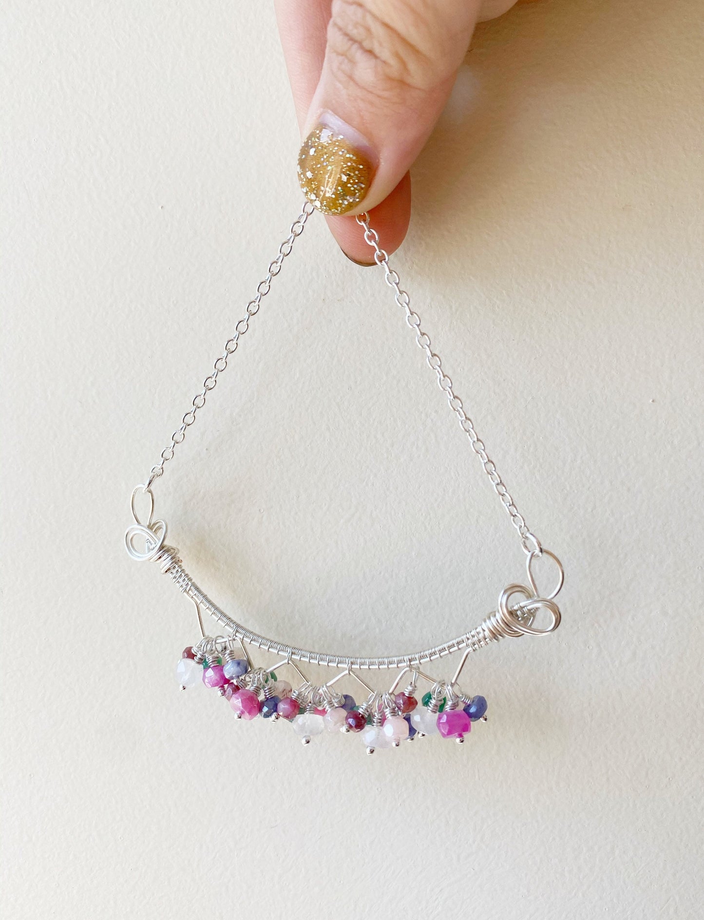 Rainbow Moonstone statement necklace