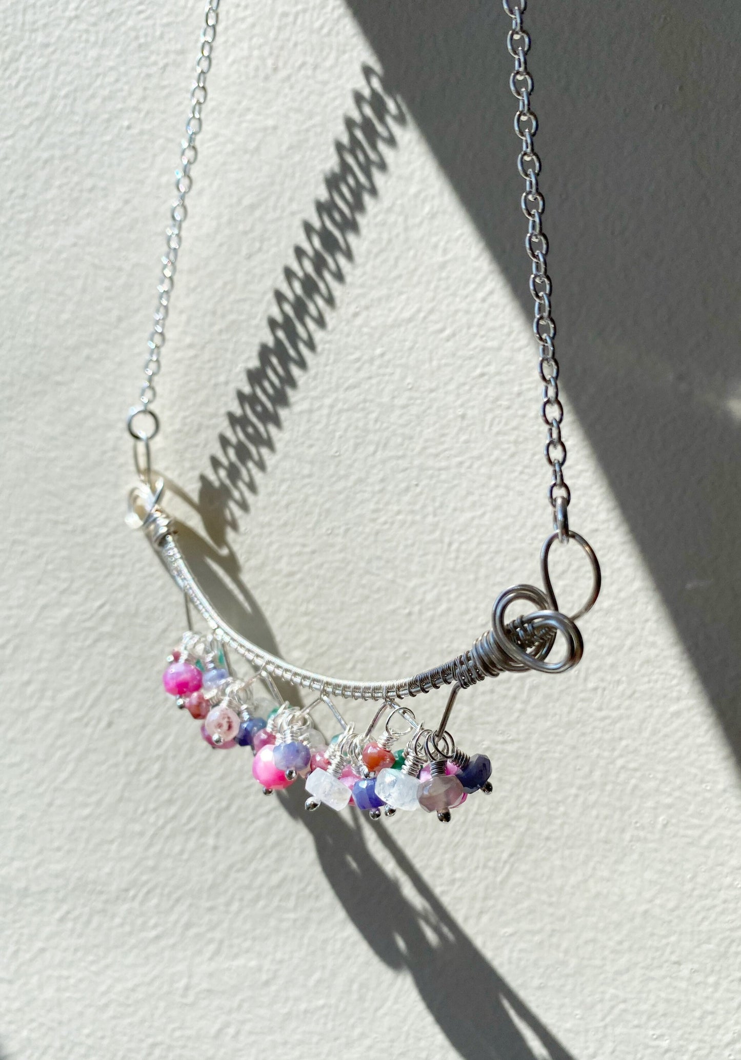 Rainbow Moonstone statement necklace