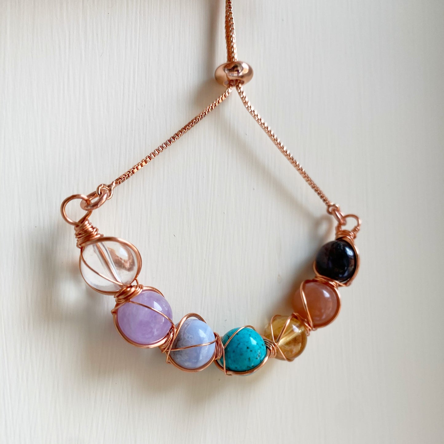 Chakra Adjustable Bracelet Rose Gold