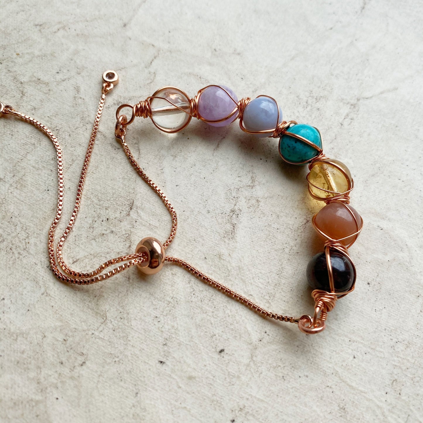 Chakra Adjustable Bracelet Rose Gold