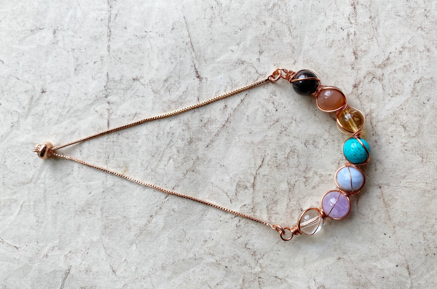 Chakra Adjustable Bracelet Rose Gold