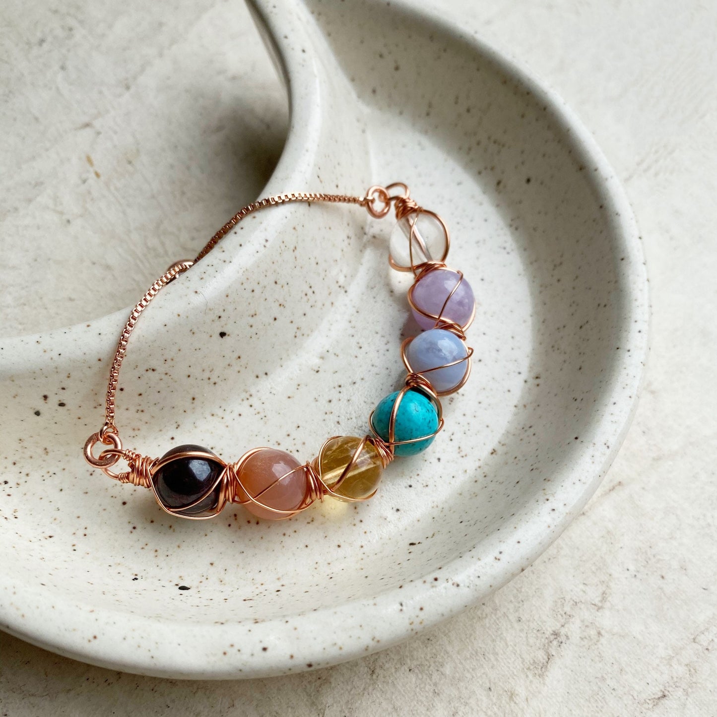 Chakra Adjustable Bracelet Rose Gold