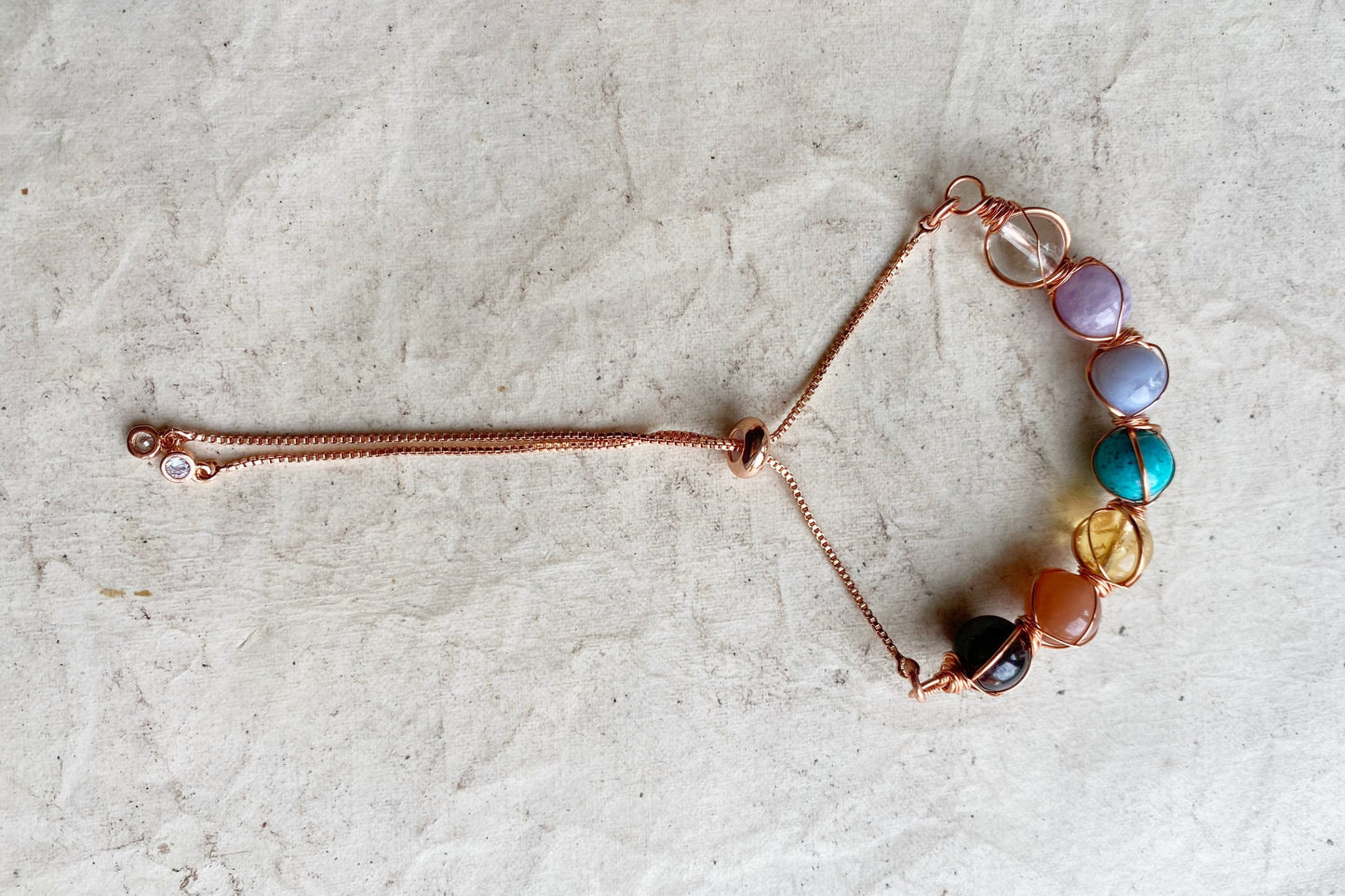 Chakra Adjustable Bracelet Rose Gold