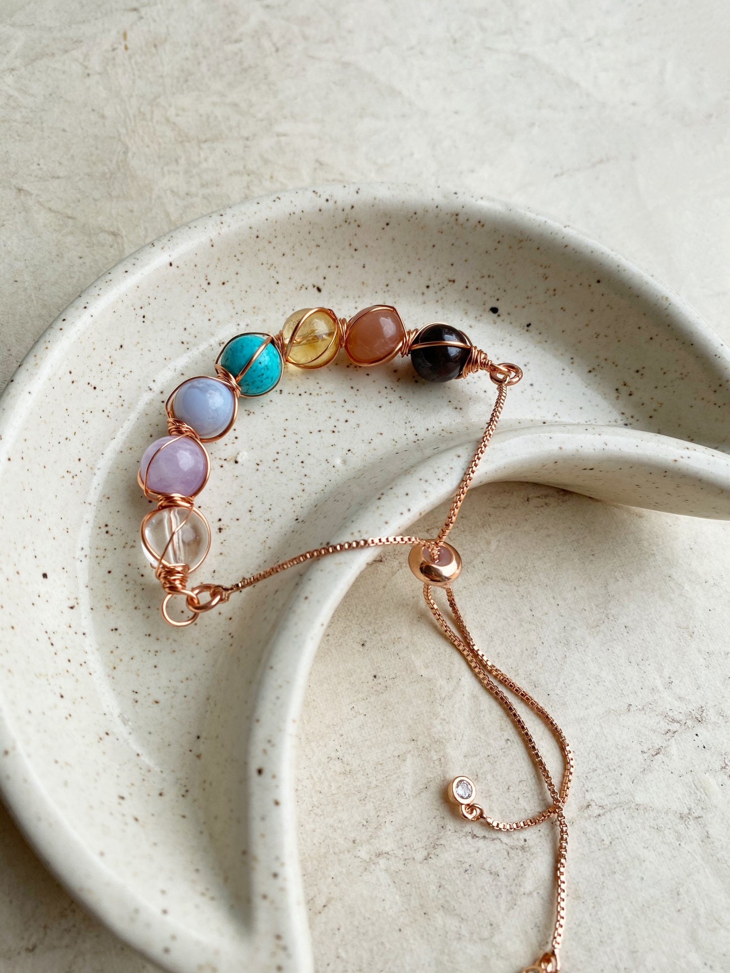 Chakra Adjustable Bracelet Rose Gold