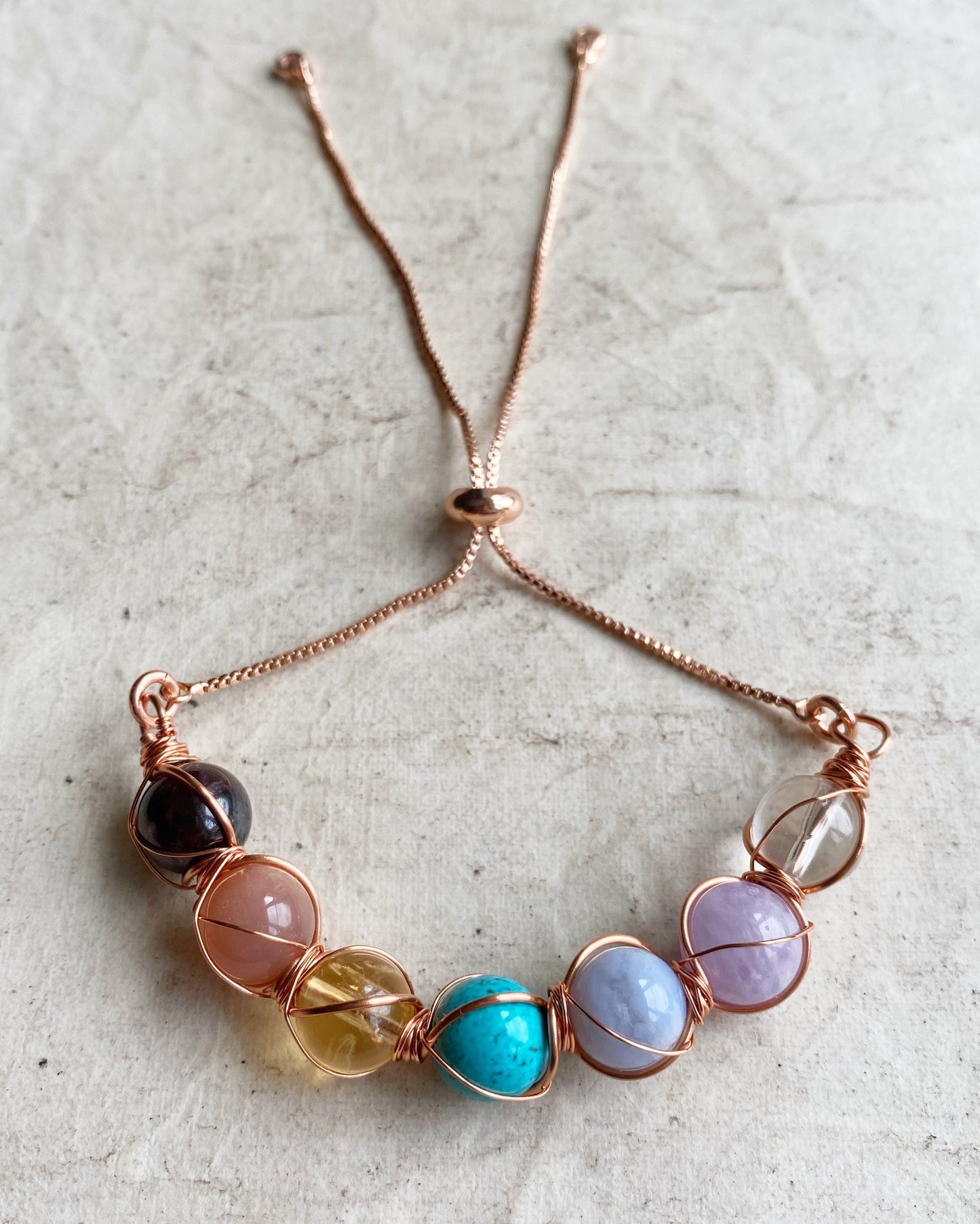 Chakra Adjustable Bracelet Rose Gold