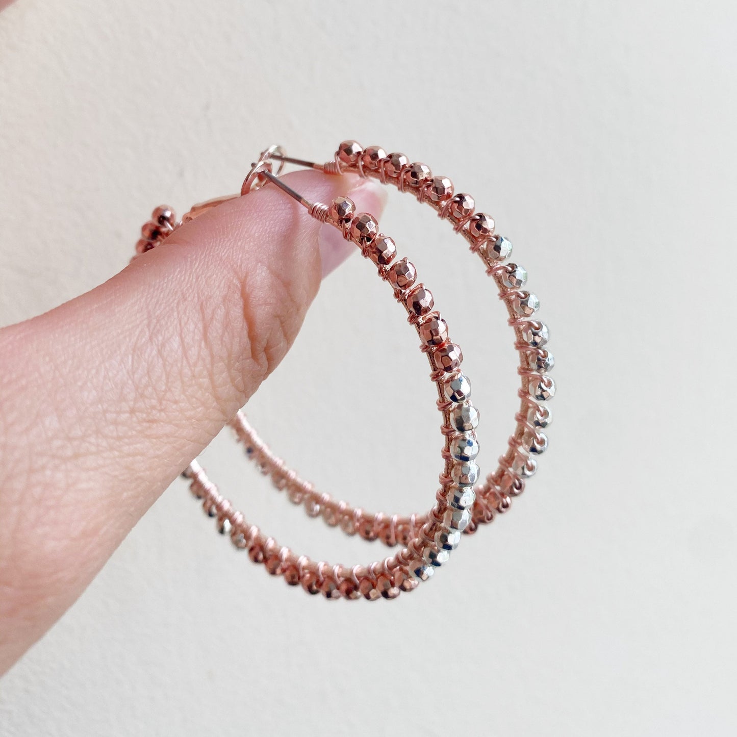 Pyrite Rose Gold Statement Hoop Earrings