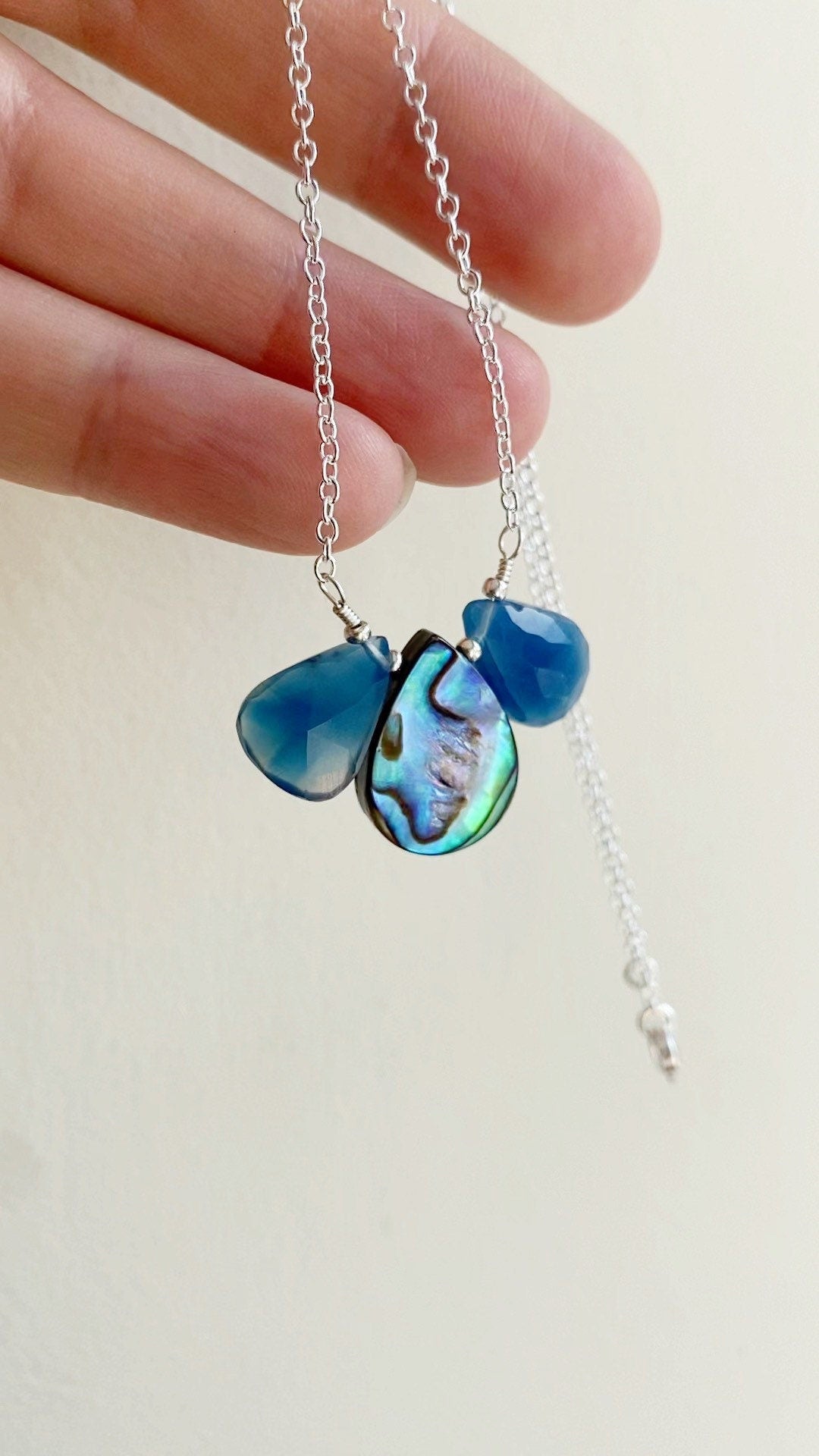 Blue Chalcedony and abalone Necklace