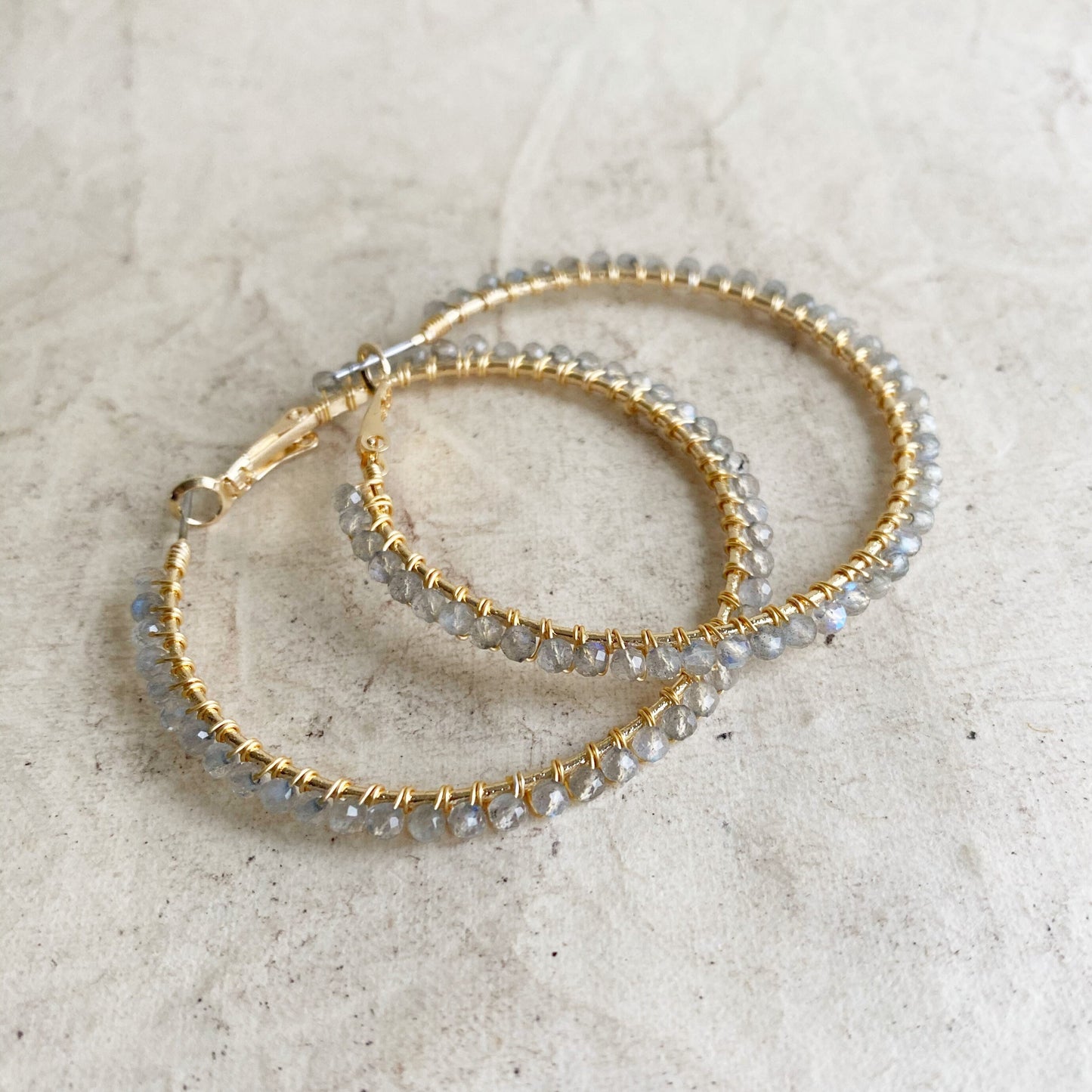 Labradorite statement hoop earrings
