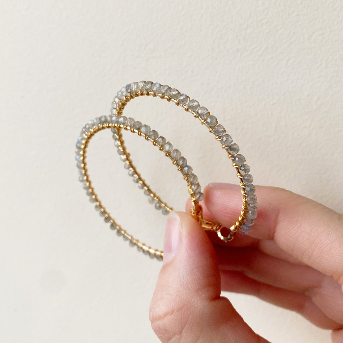 Labradorite statement hoop earrings