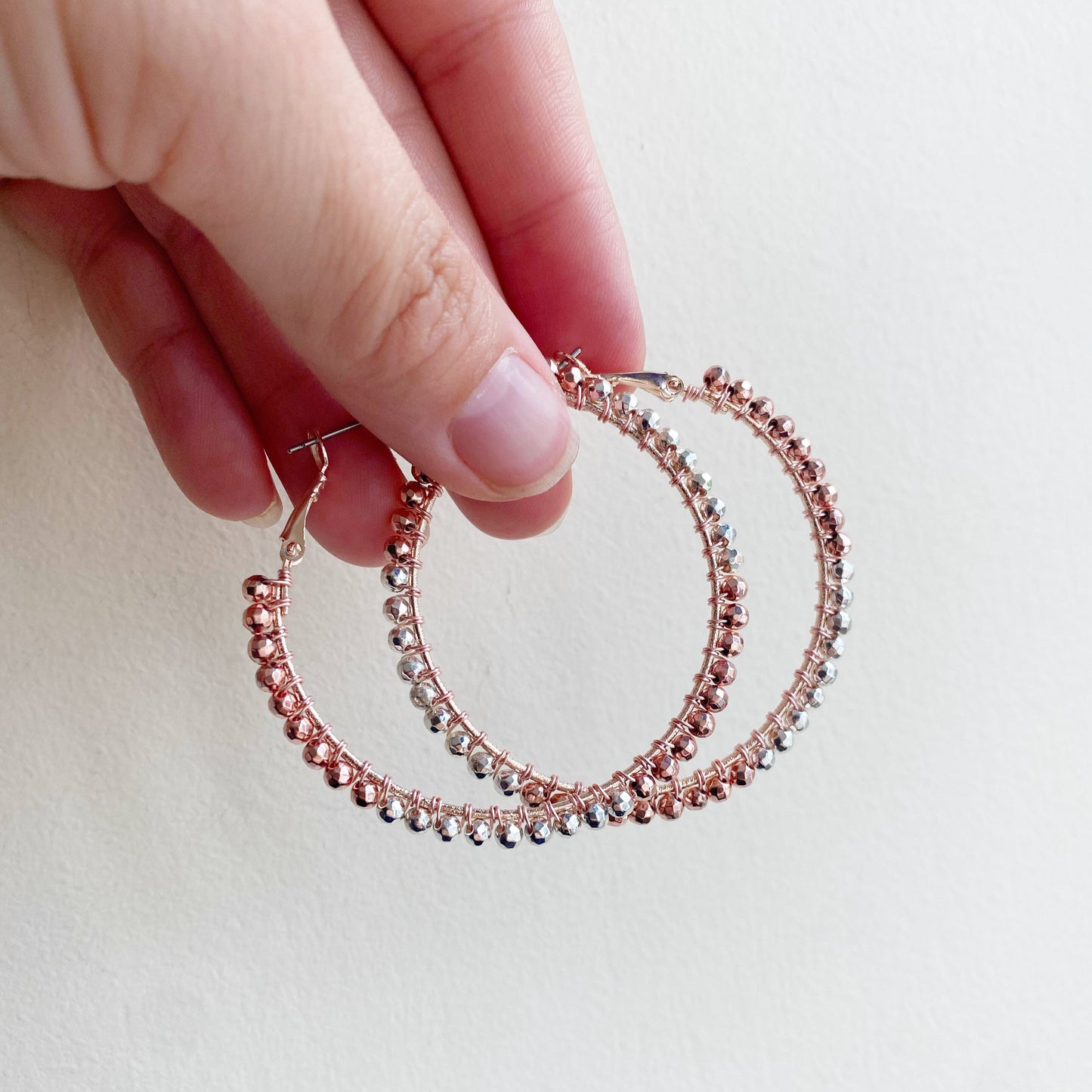 Pyrite Rose Gold Statement Hoop Earrings