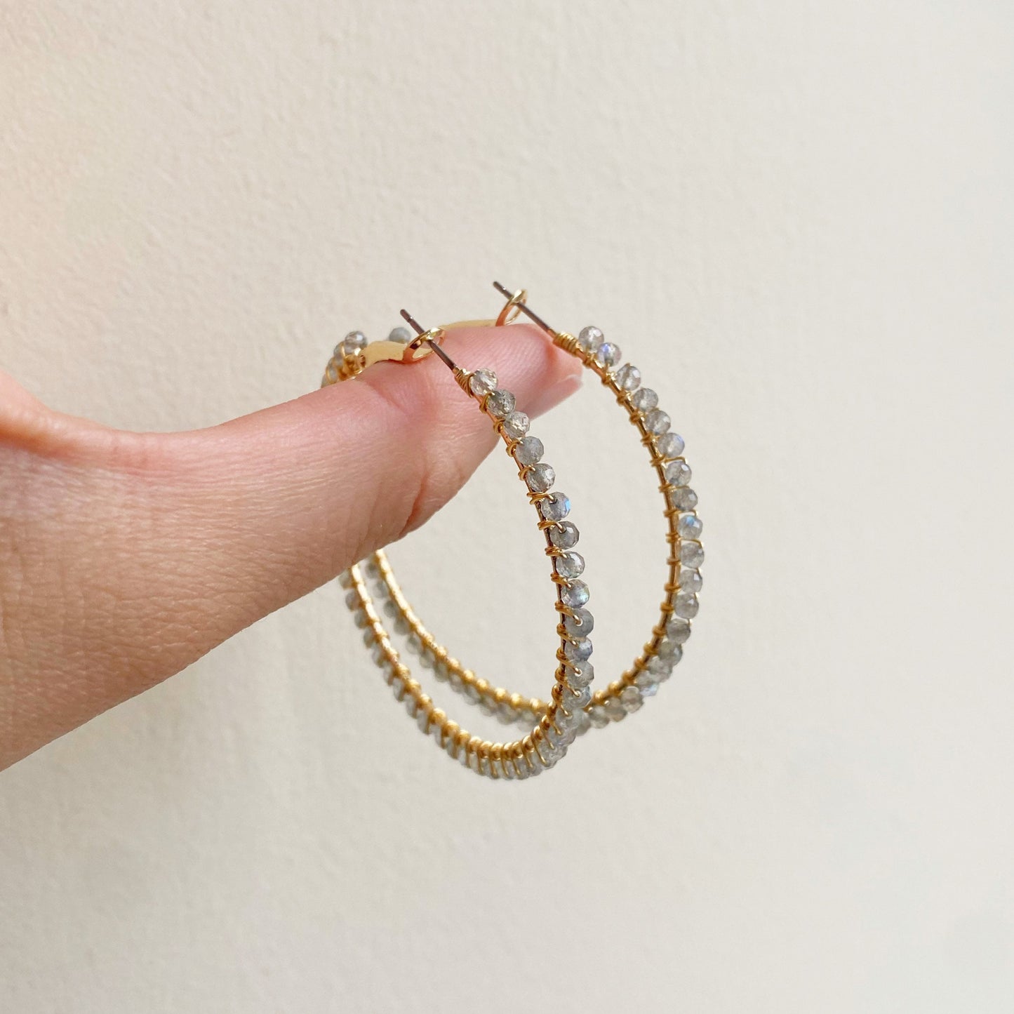 Labradorite statement hoop earrings