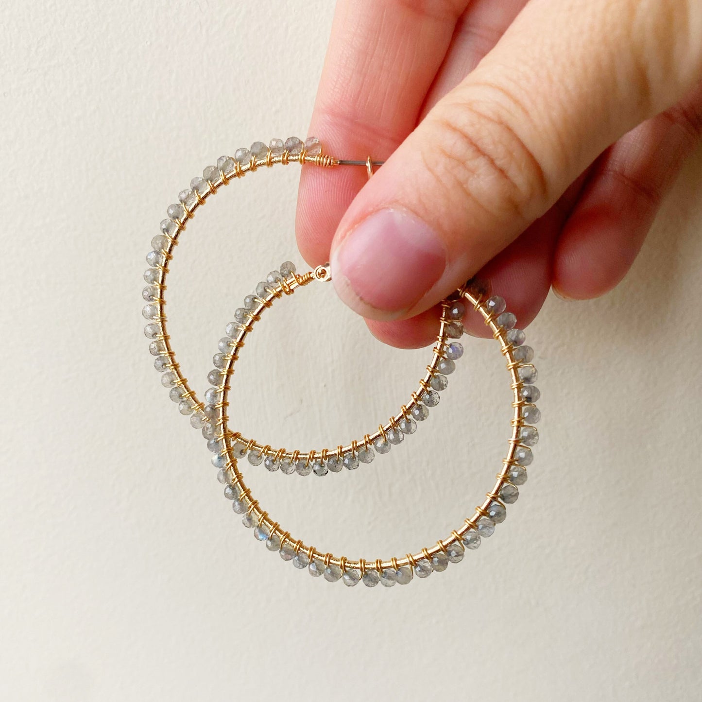 Labradorite statement hoop earrings