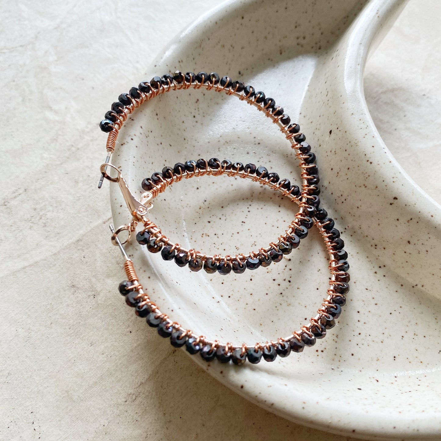 Bronze Pyrite Statement Hoop Earrings