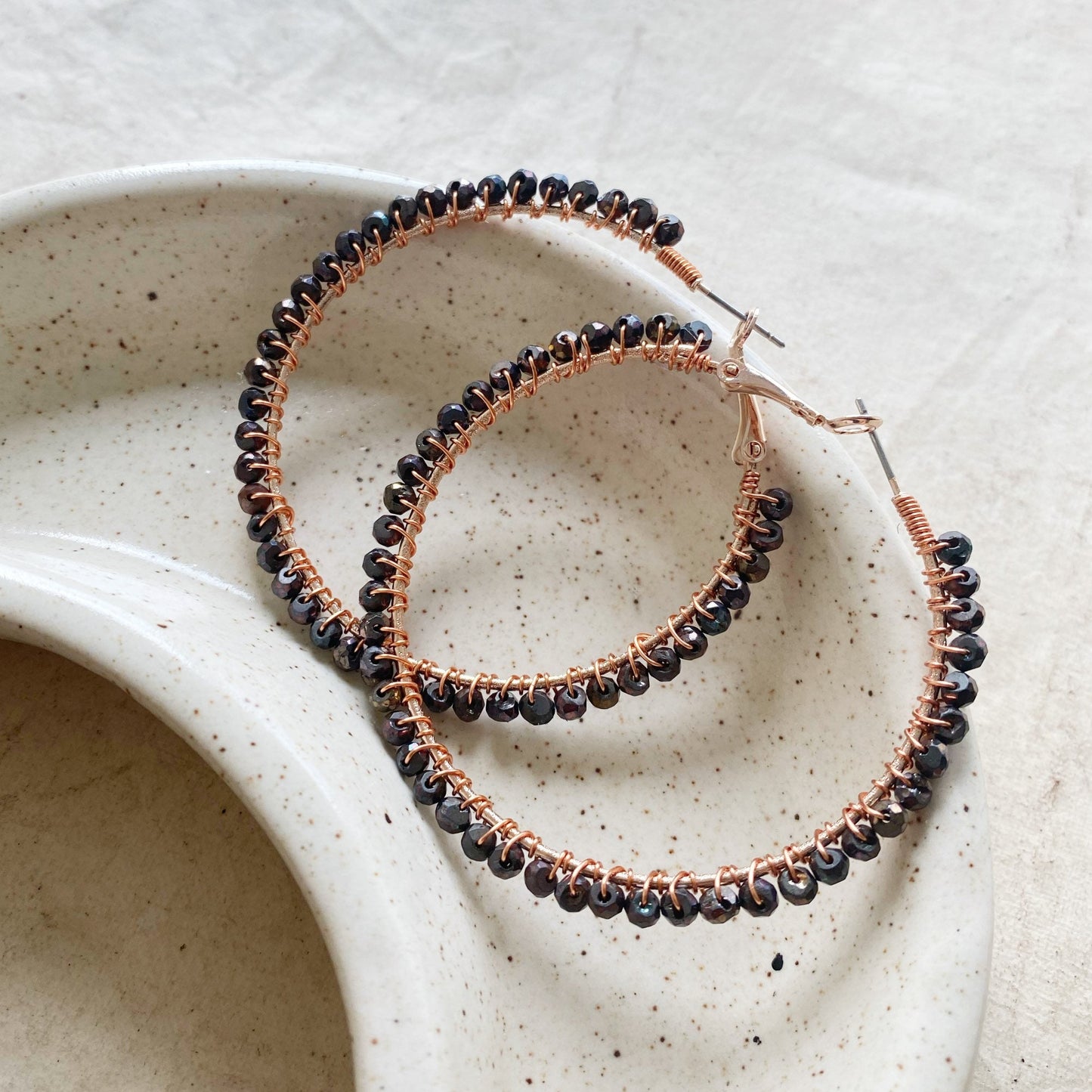 Bronze Pyrite Statement Hoop Earrings