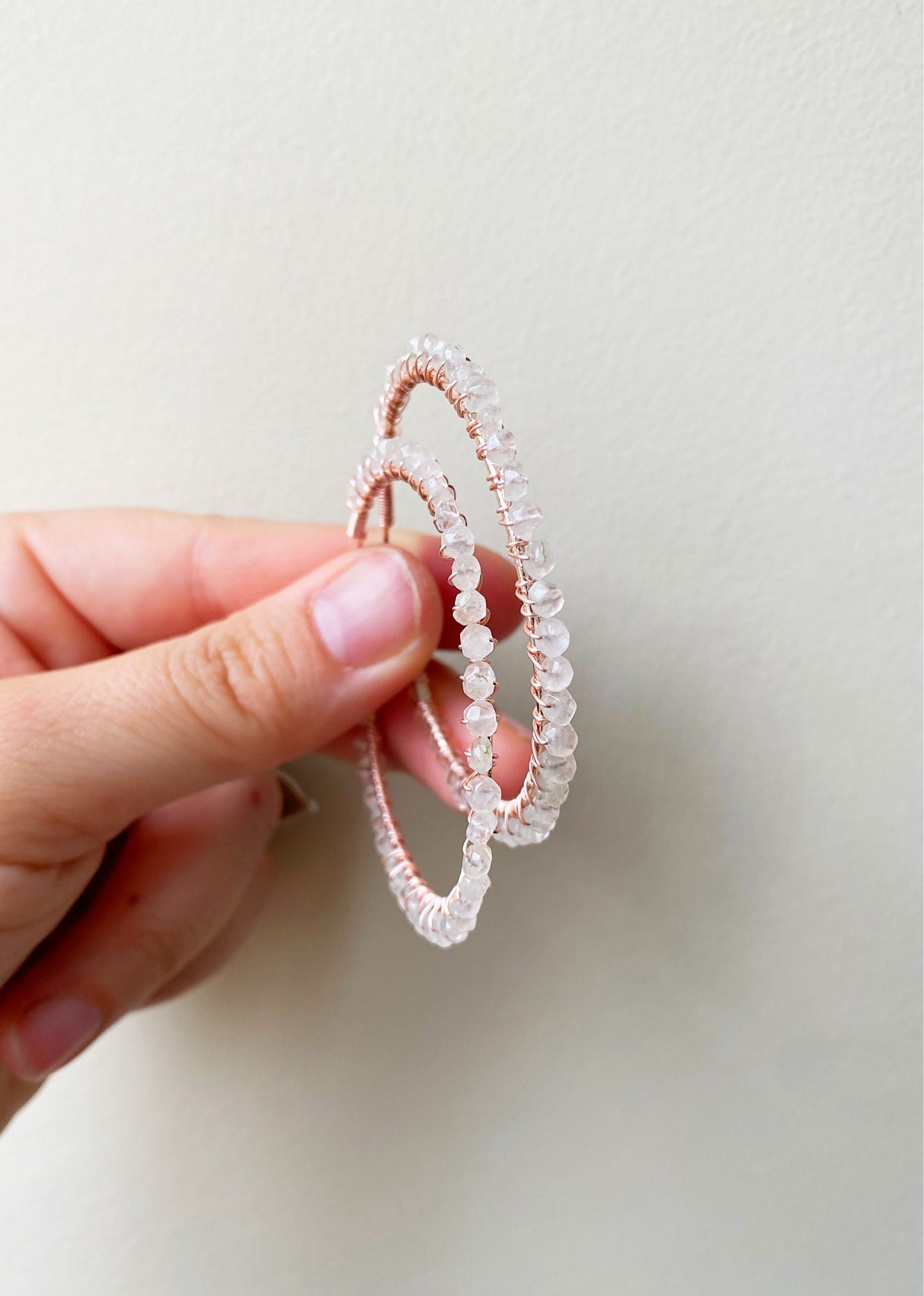 Rose Quartz Statement Hoop Earrings