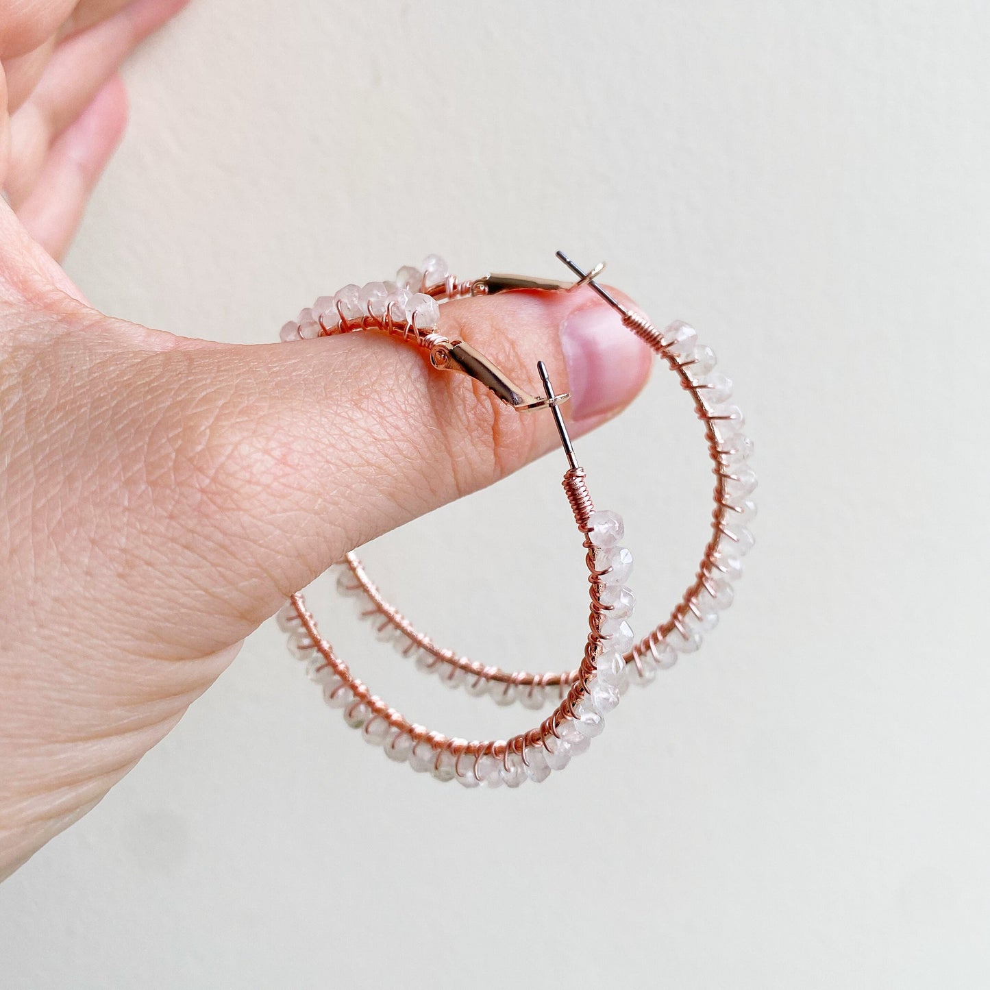 Rose Quartz Statement Hoop Earrings