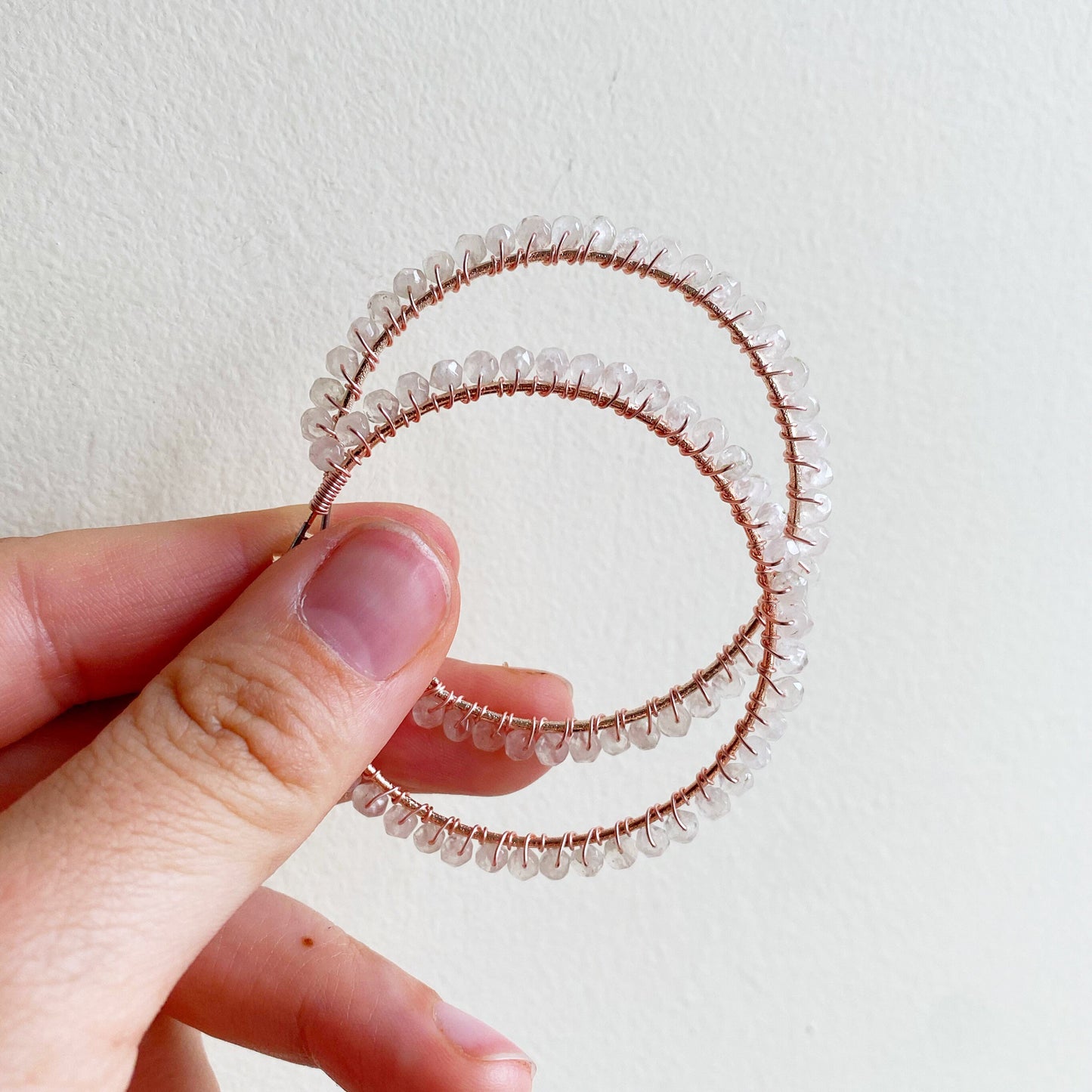 Rose Quartz Statement Hoop Earrings