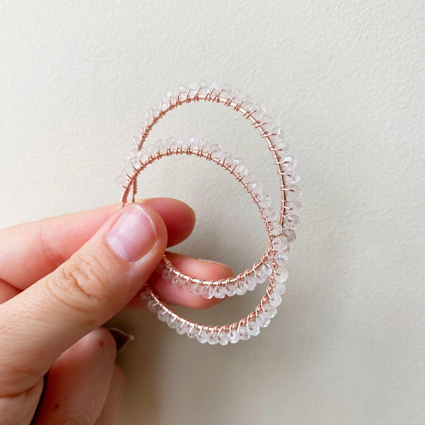 Rose Quartz Statement Hoop Earrings