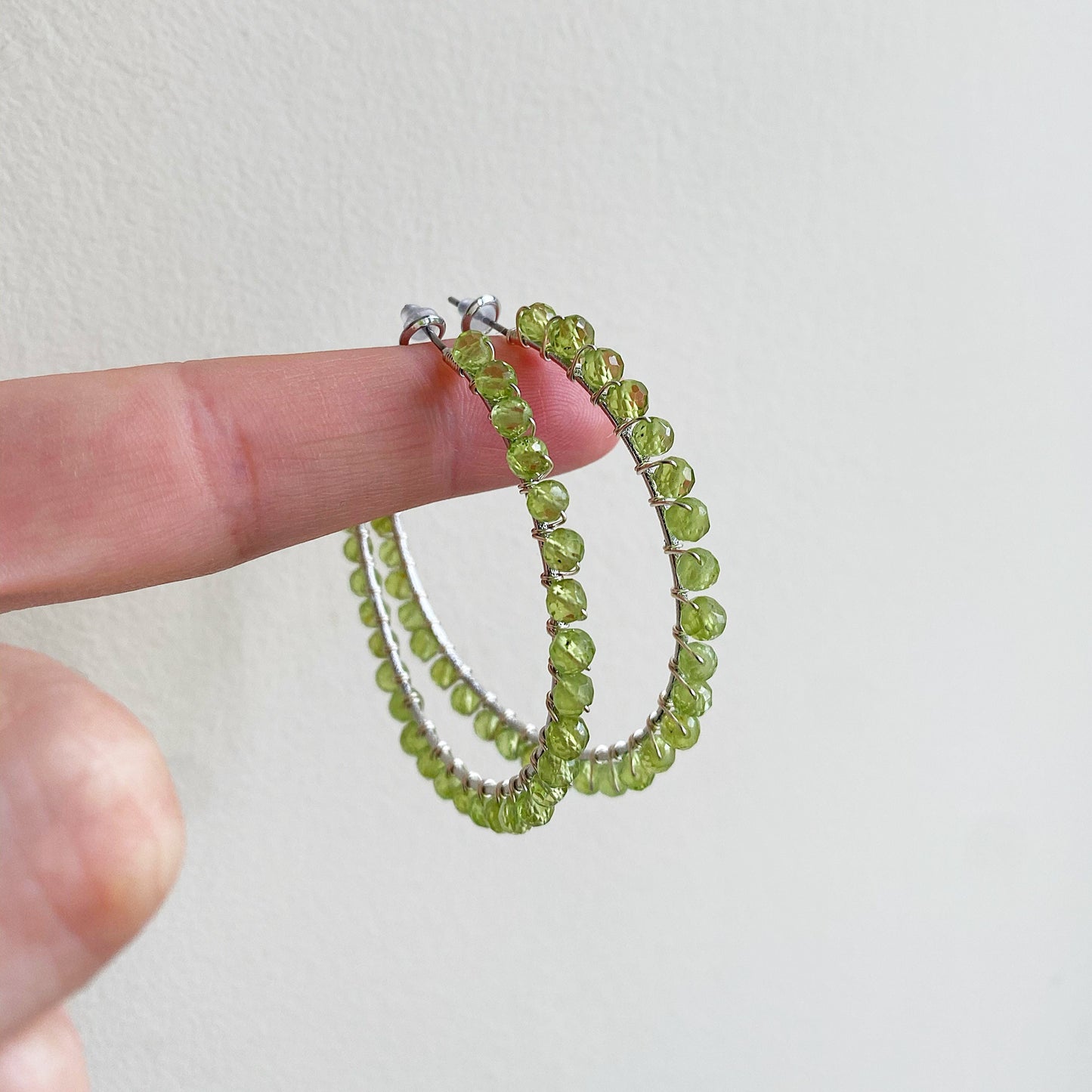 Peridot crystal statement hoop earrings