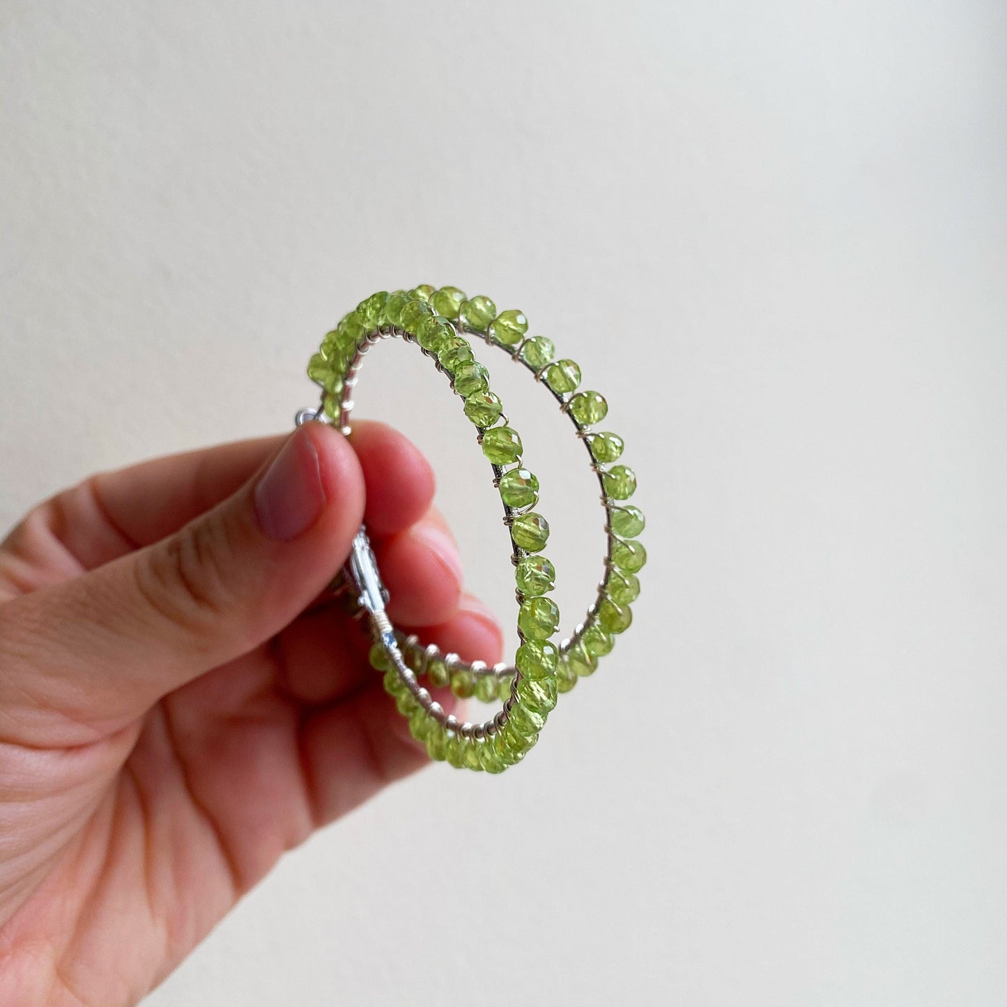 Peridot crystal statement hoop earrings