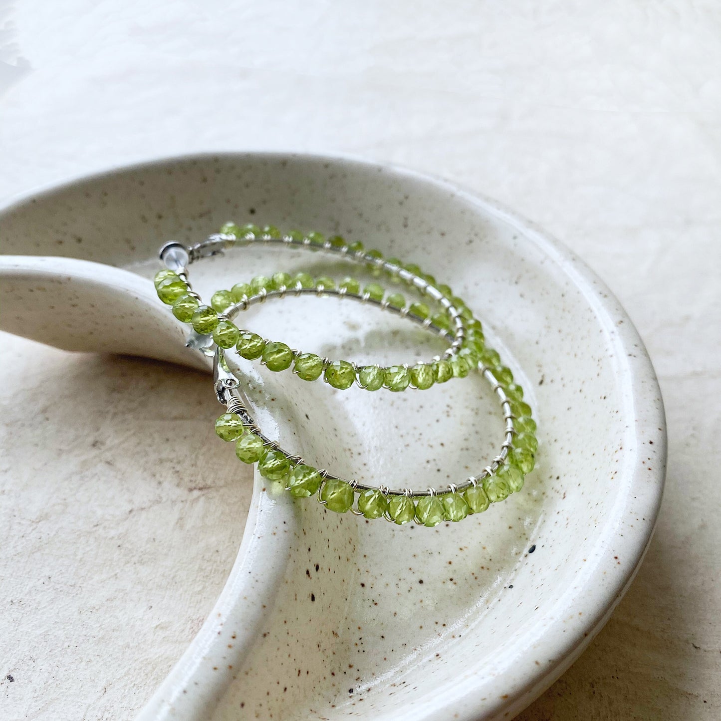Peridot crystal statement hoop earrings