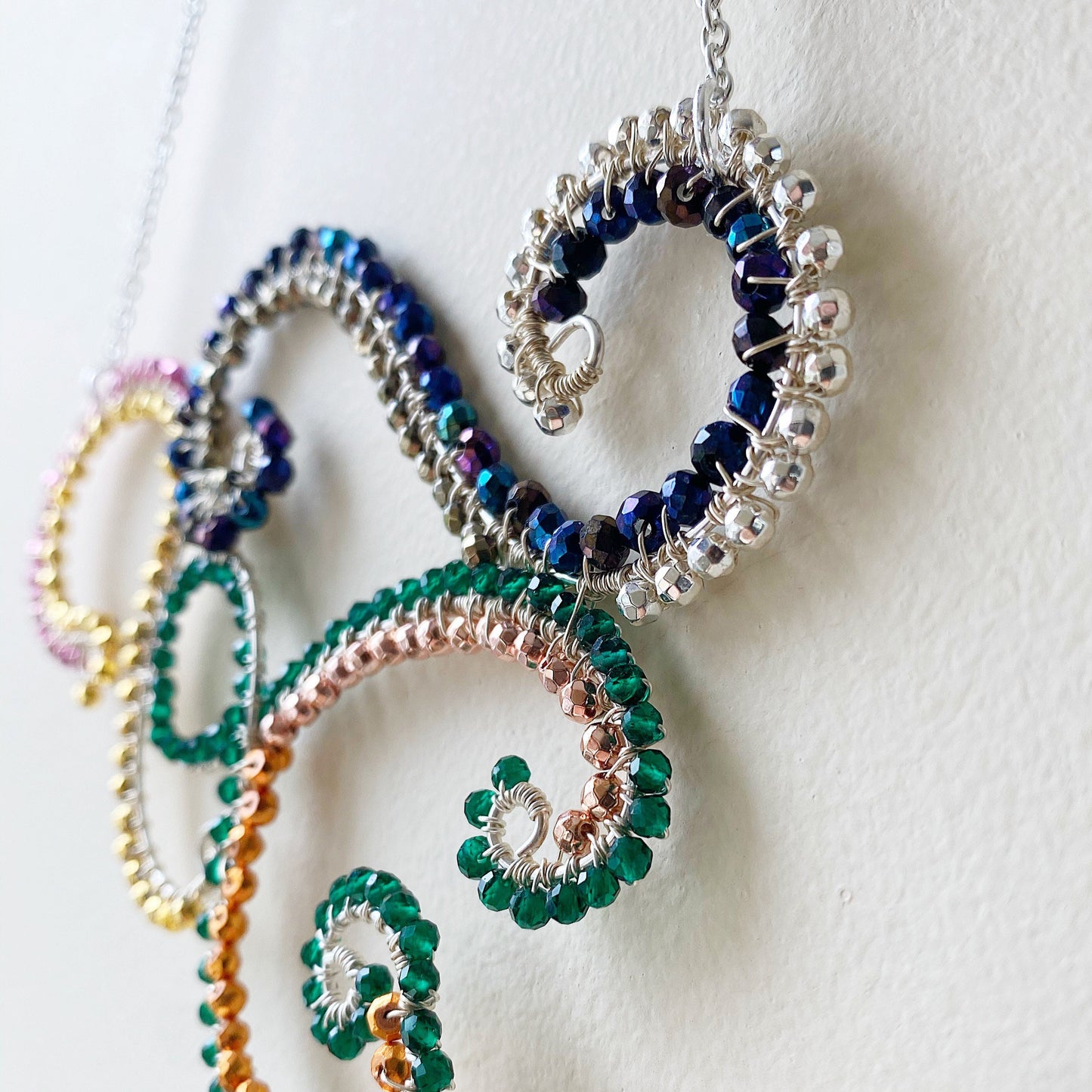 Rainbow Crystal Statement Swirl Necklace