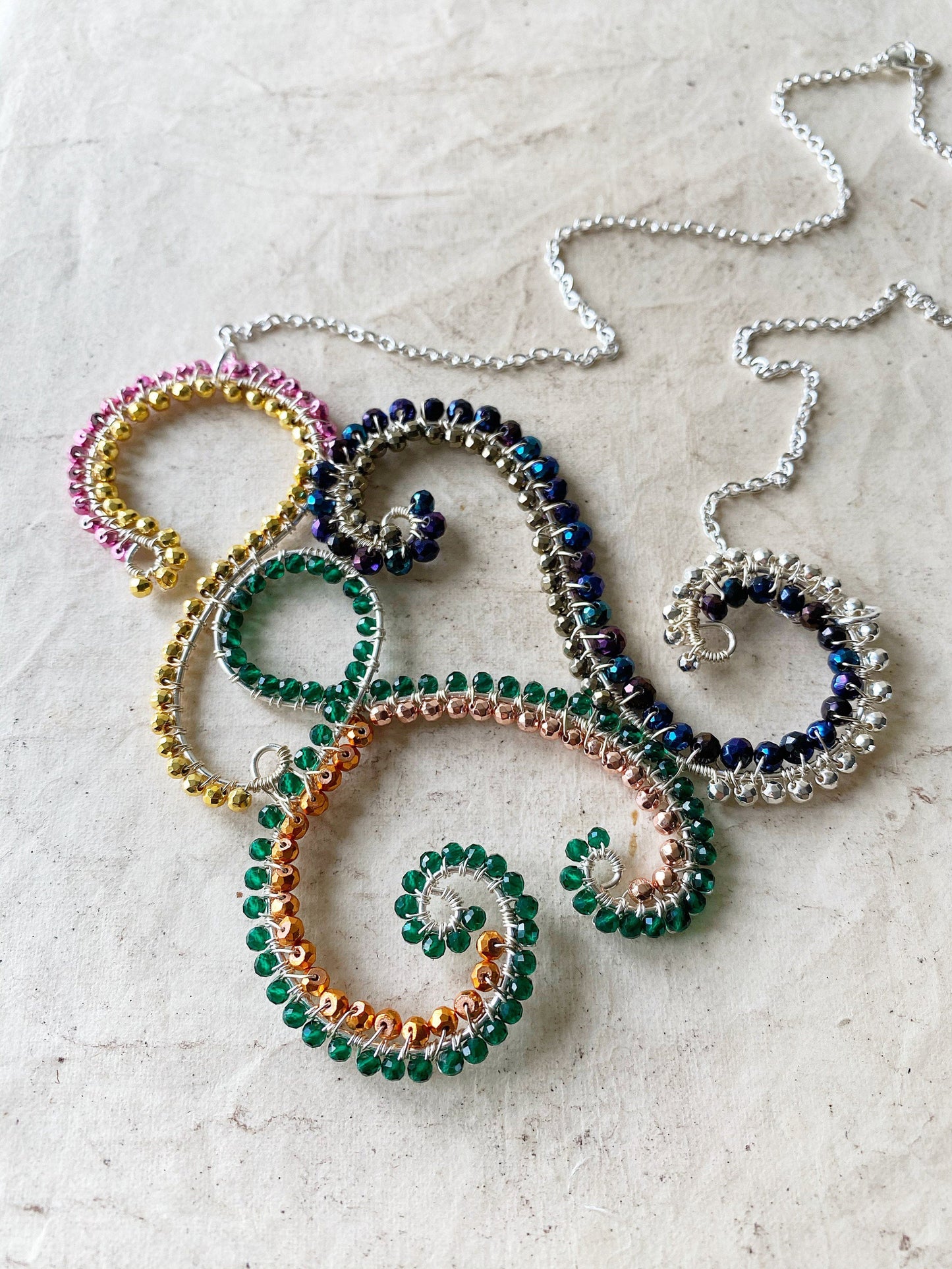 Rainbow Crystal Statement Swirl Necklace