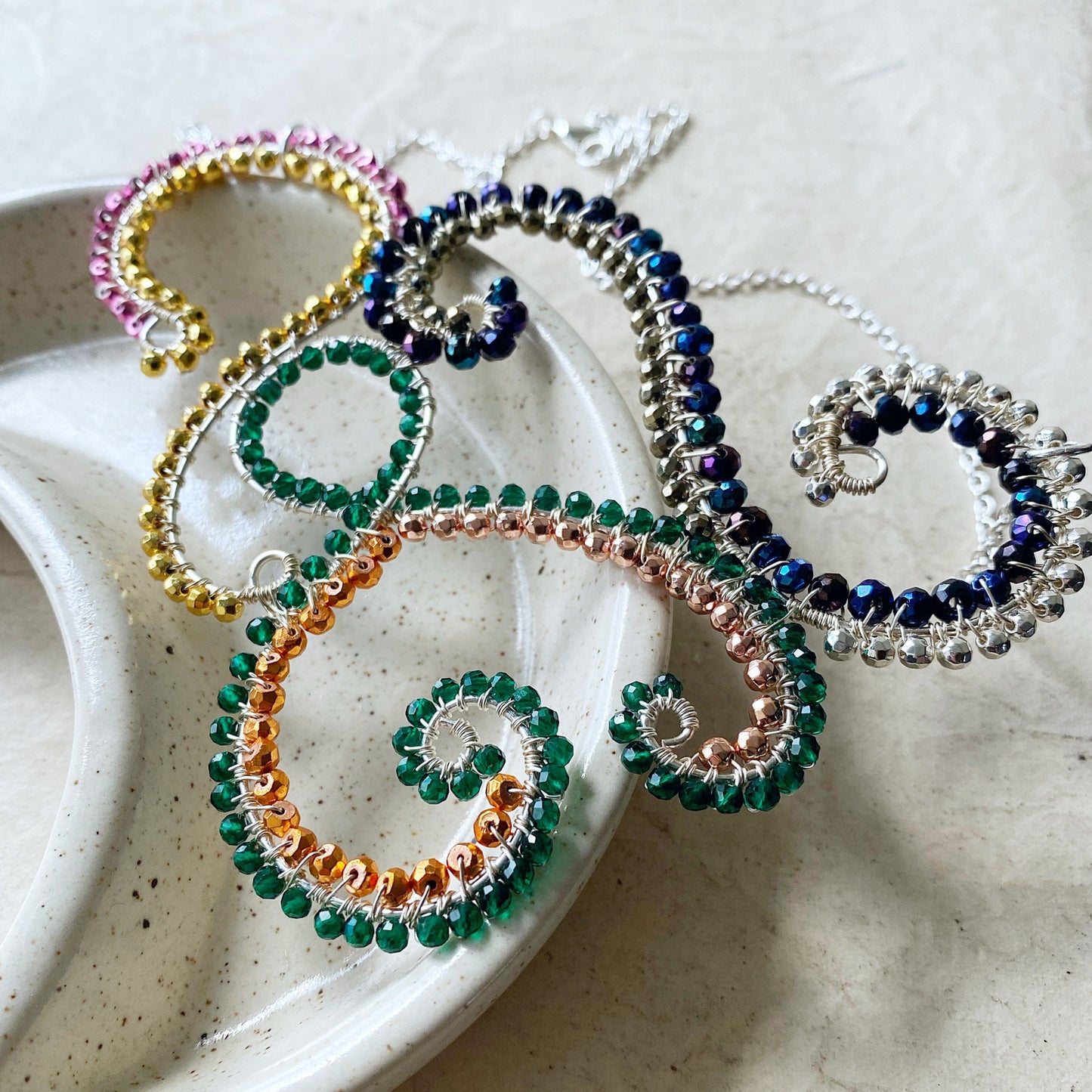 Rainbow Crystal Statement Swirl Necklace