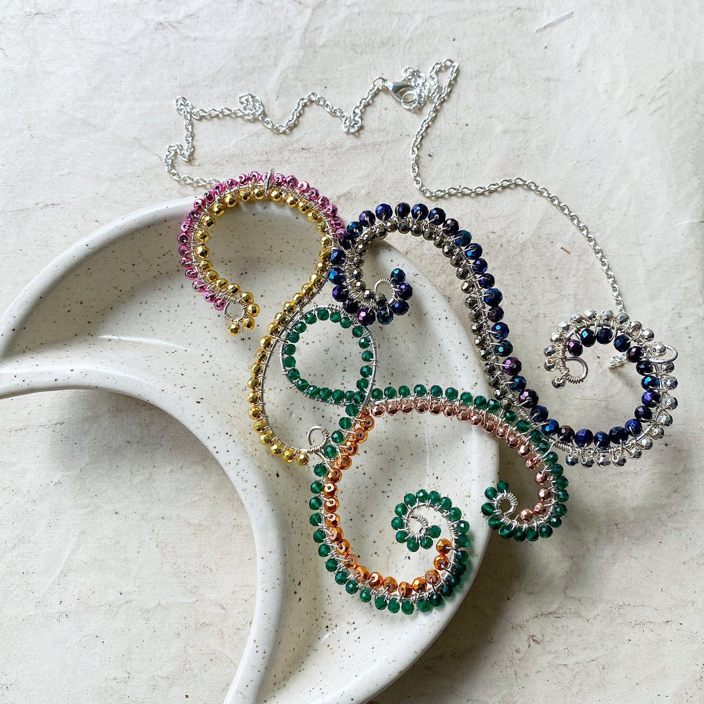 Rainbow Crystal Statement Swirl Necklace