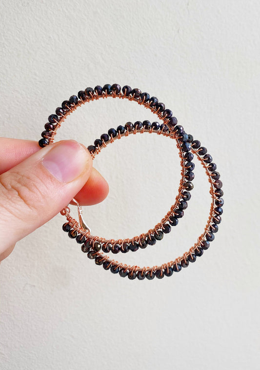 Bronze Pyrite Statement Hoop Earrings