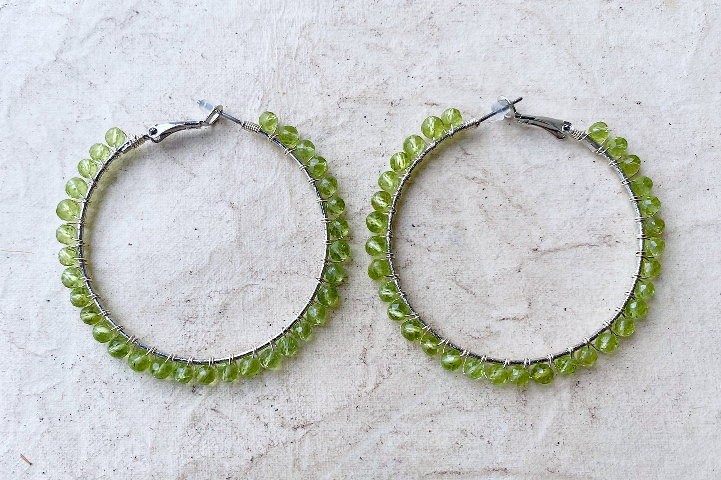 Peridot crystal statement hoop earrings