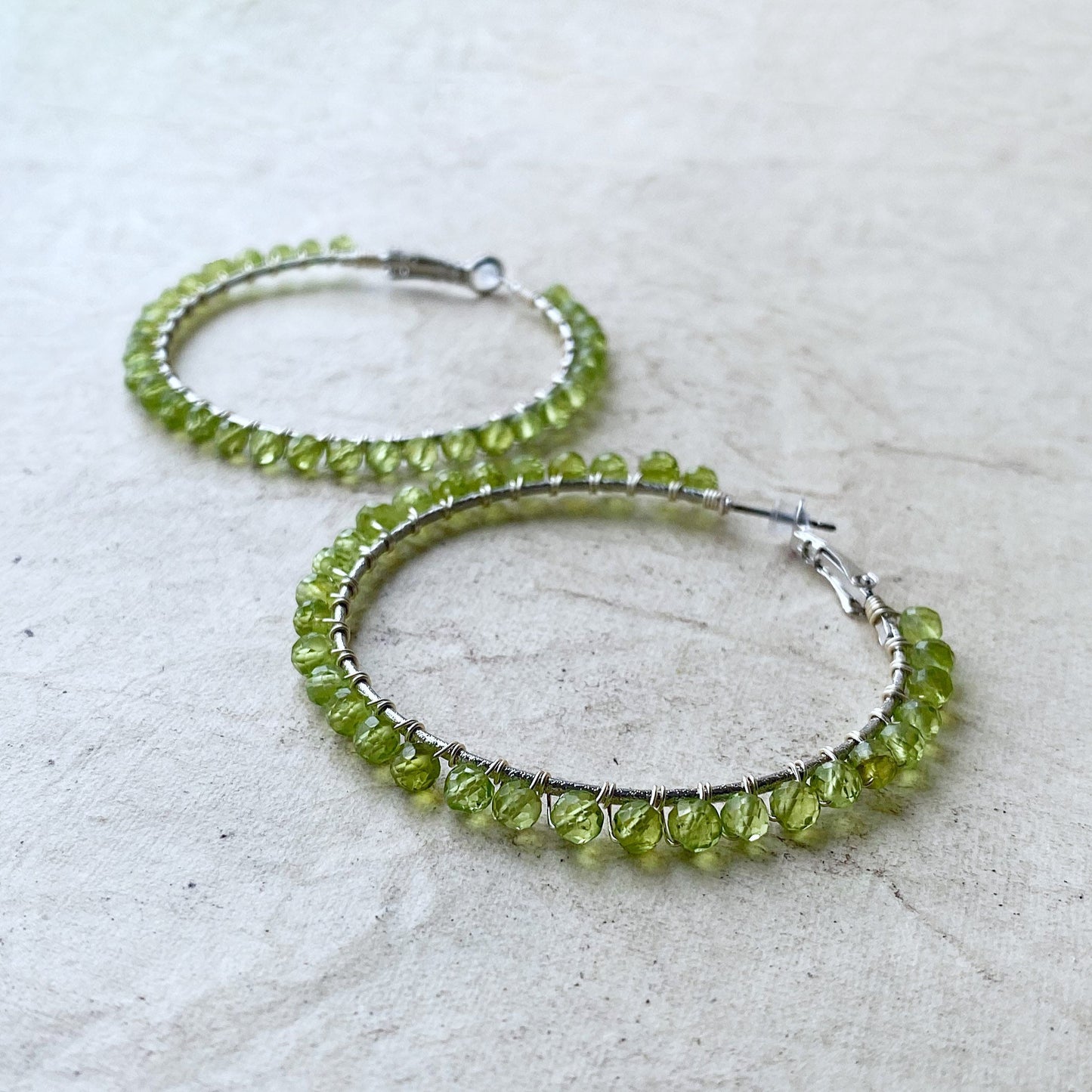 Peridot crystal statement hoop earrings