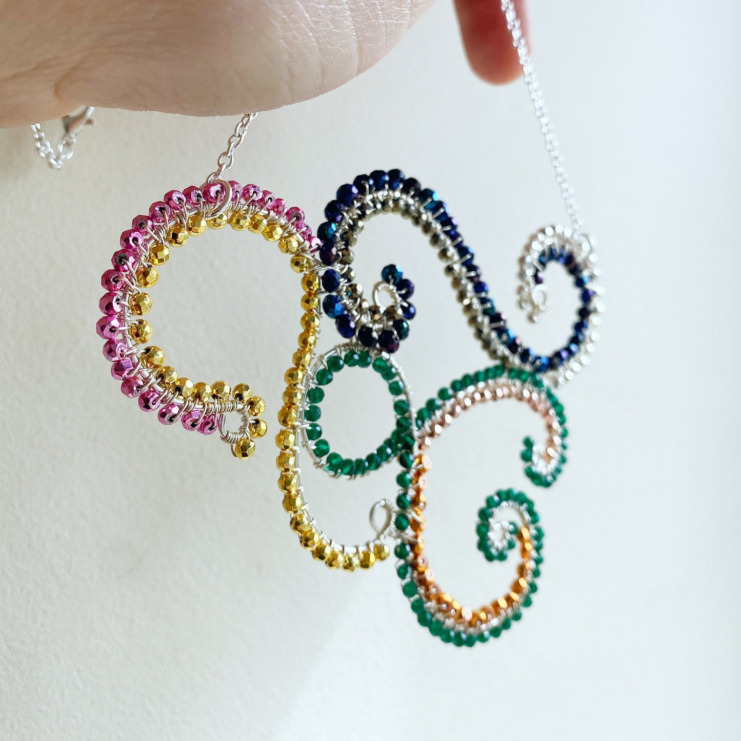 Rainbow Crystal Statement Swirl Necklace