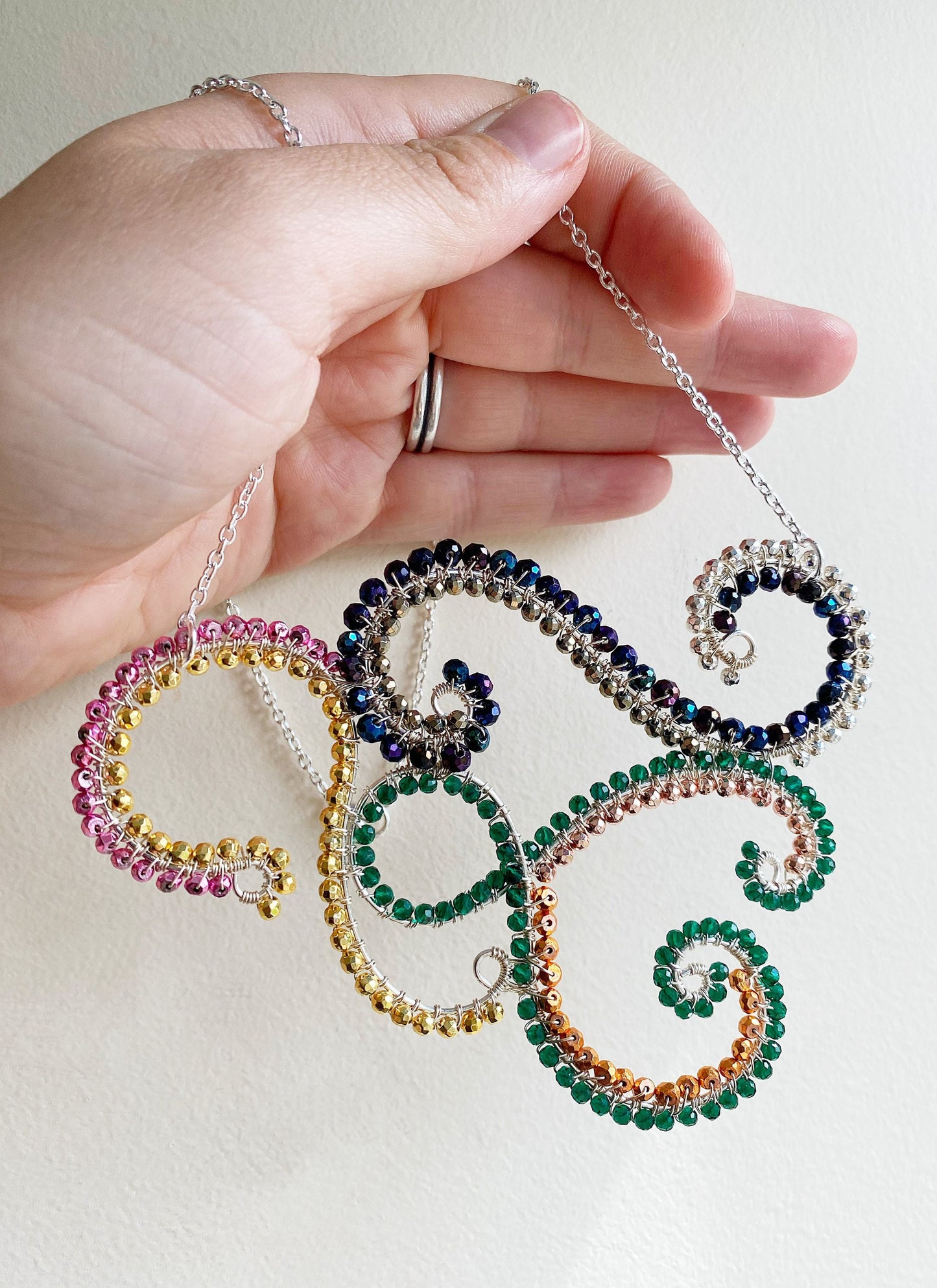 Rainbow Crystal Statement Swirl Necklace