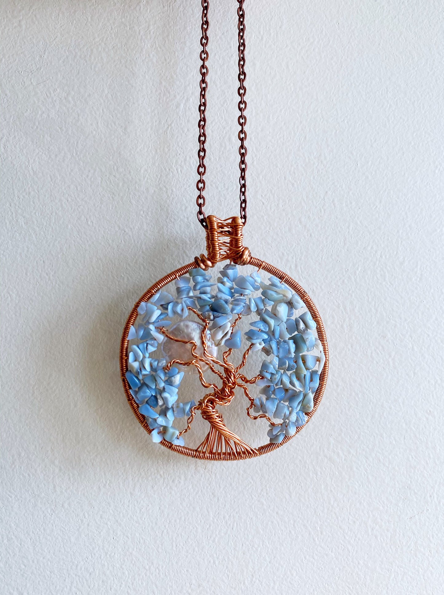 Blue Opal Tree of Life Necklace