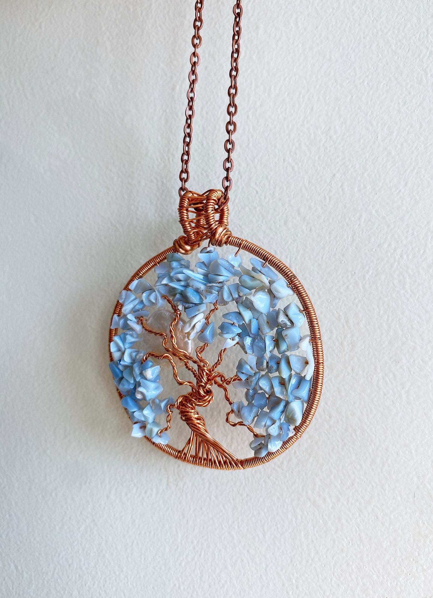 Blue Opal Tree of Life Necklace