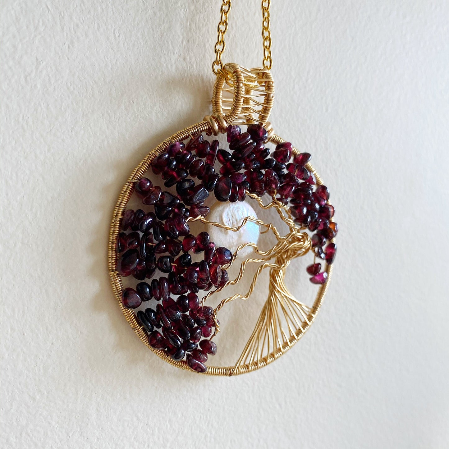 Garnet tree of life with moon