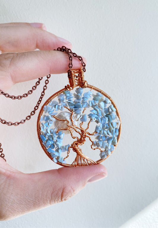 Blue Opal Tree of Life Necklace