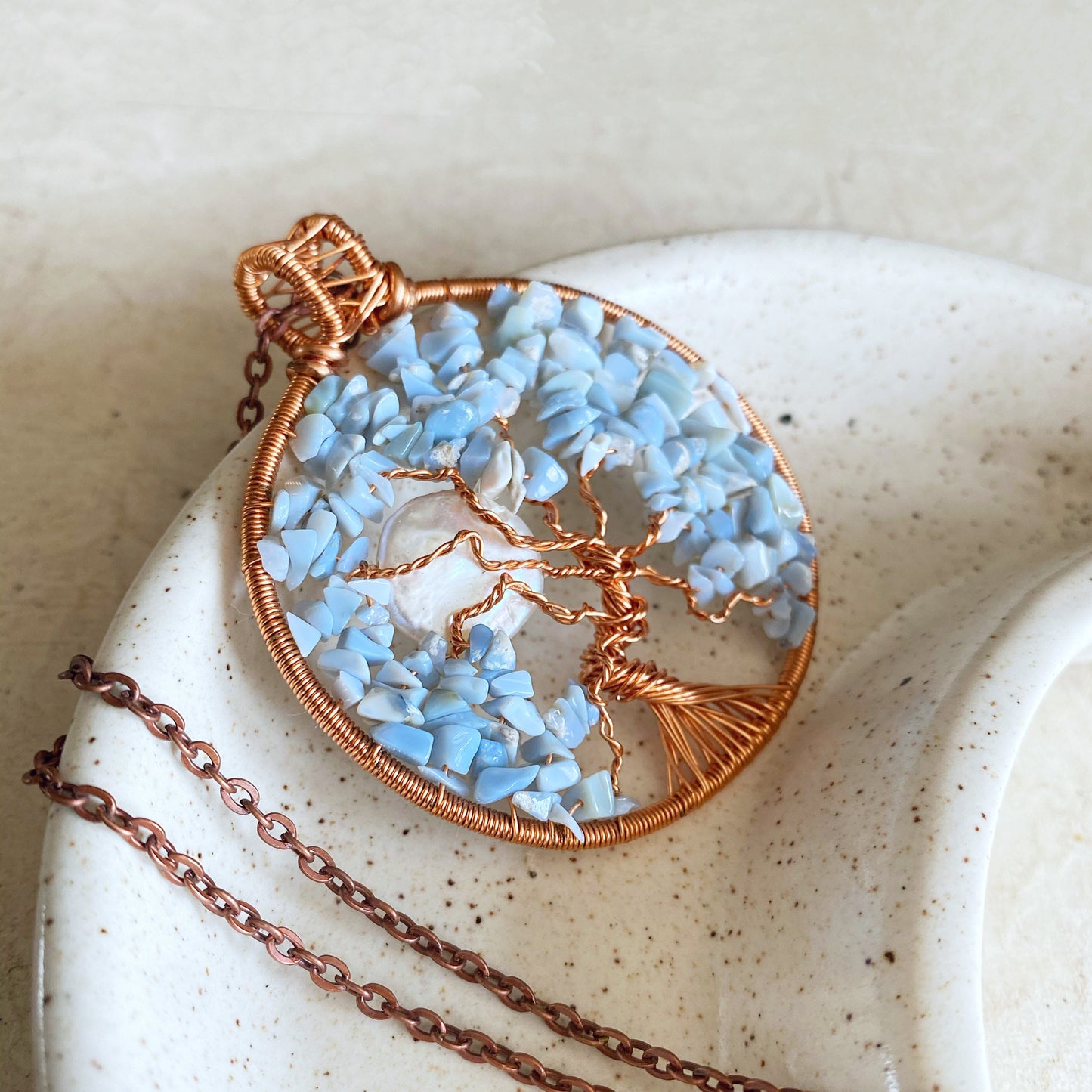 Blue Opal Tree of Life Necklace