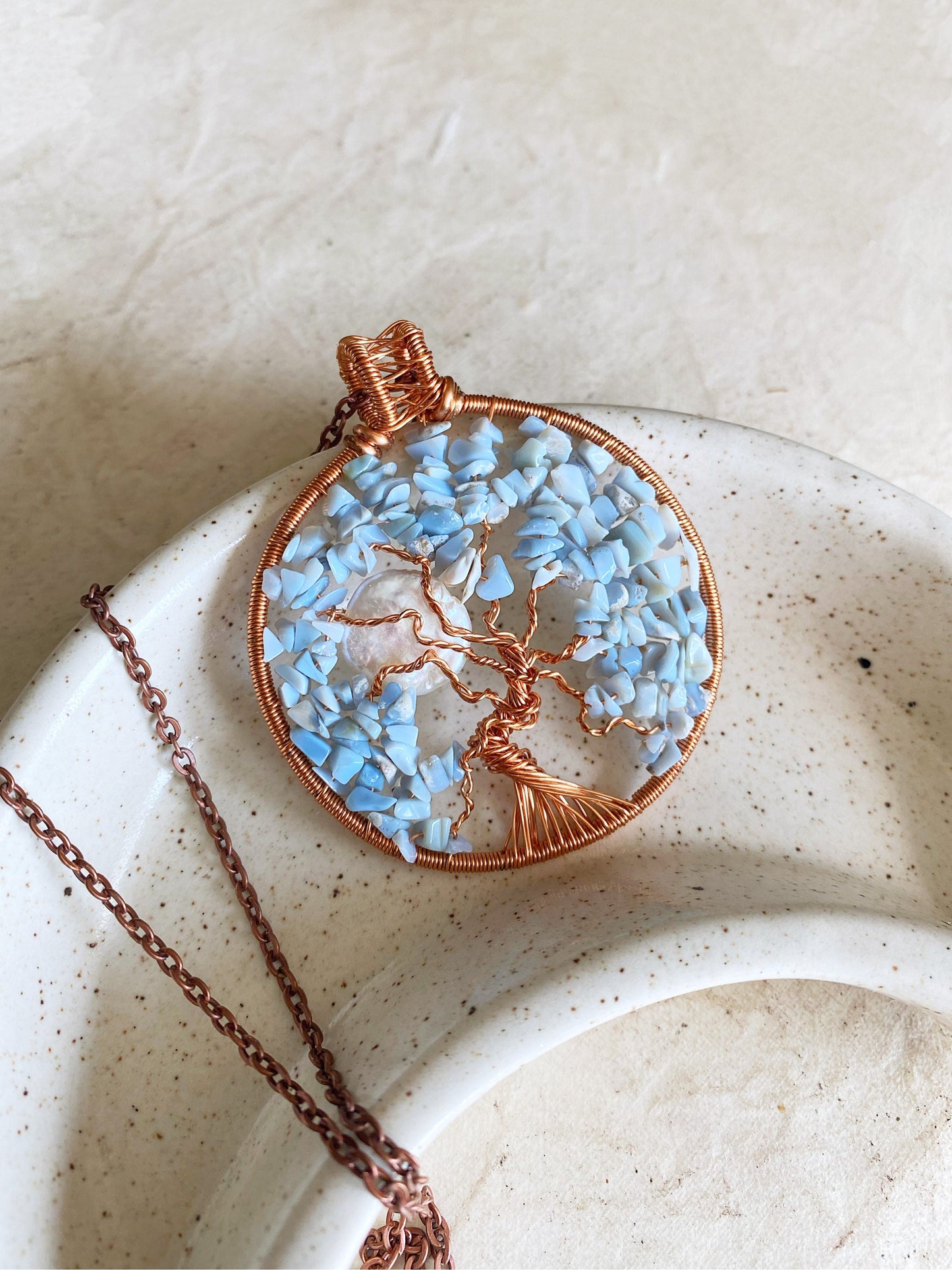 Blue Opal Tree of Life Necklace