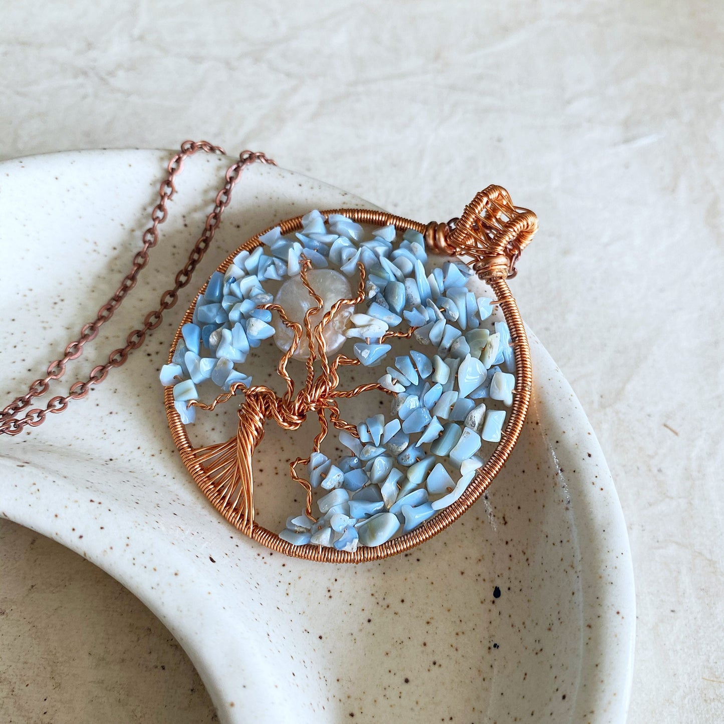 Blue Opal Tree of Life Necklace