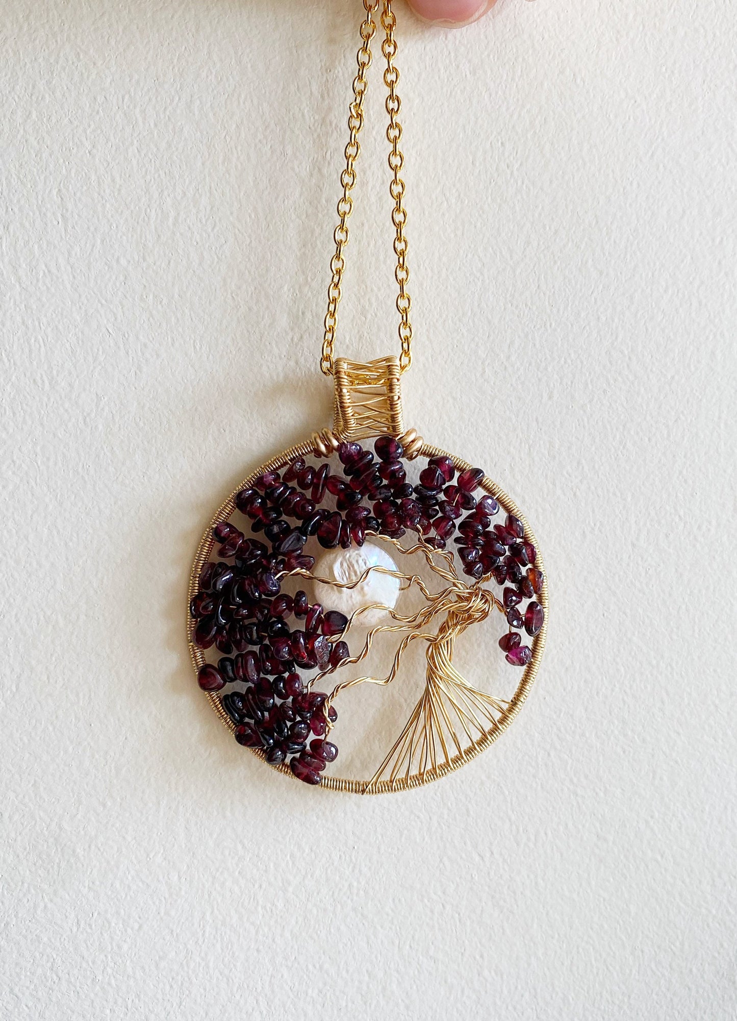 Garnet tree of life with moon