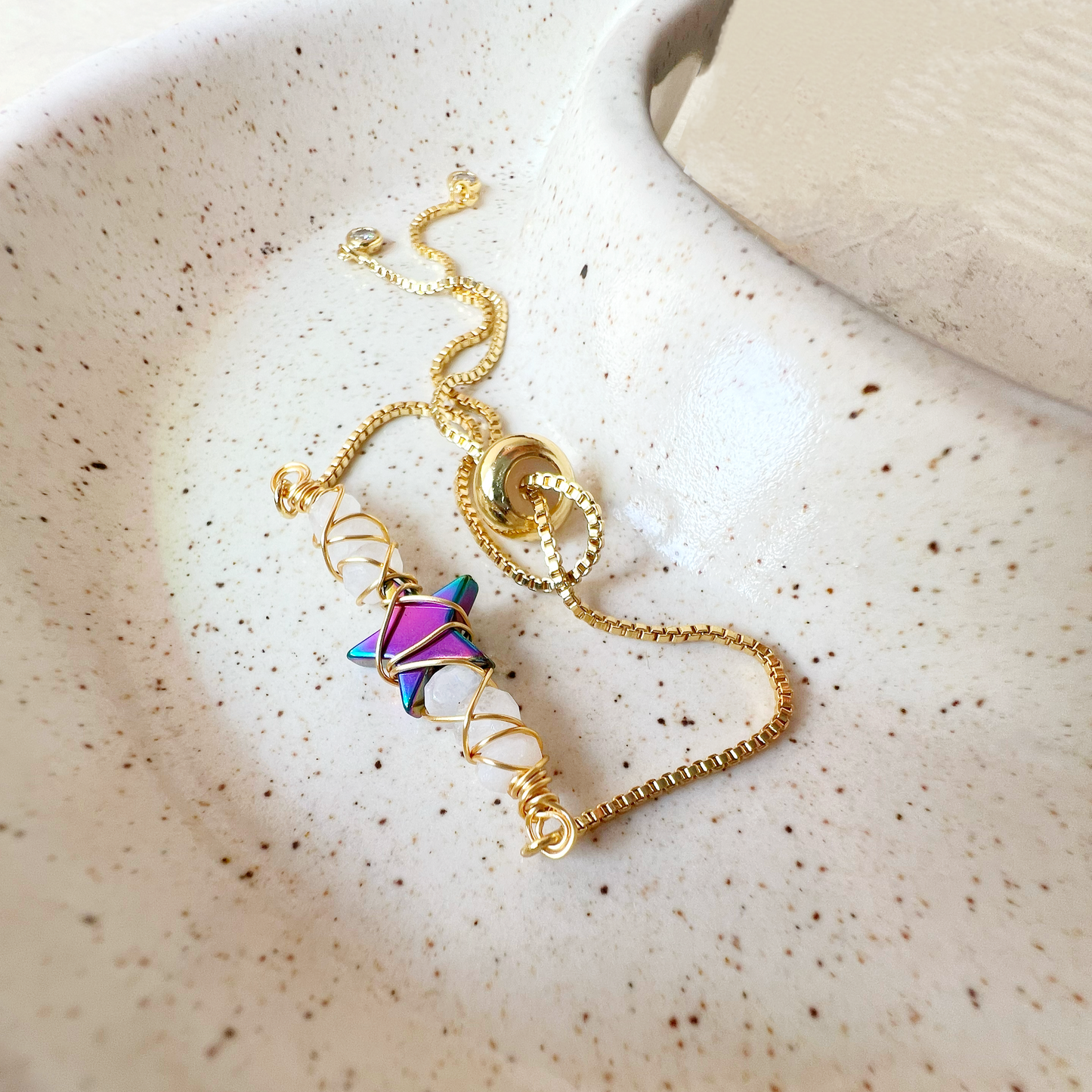 GOLD - Rainbow Moonstone Customisable bracelets