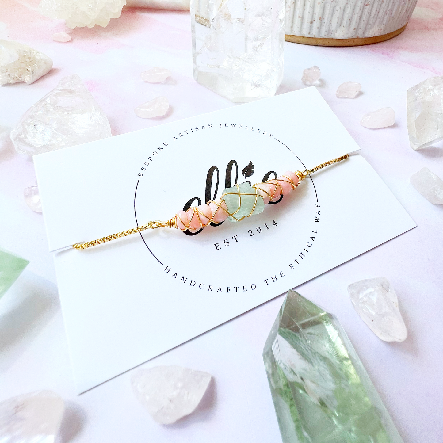 GOLD - Pink Opal Customisable bracelets